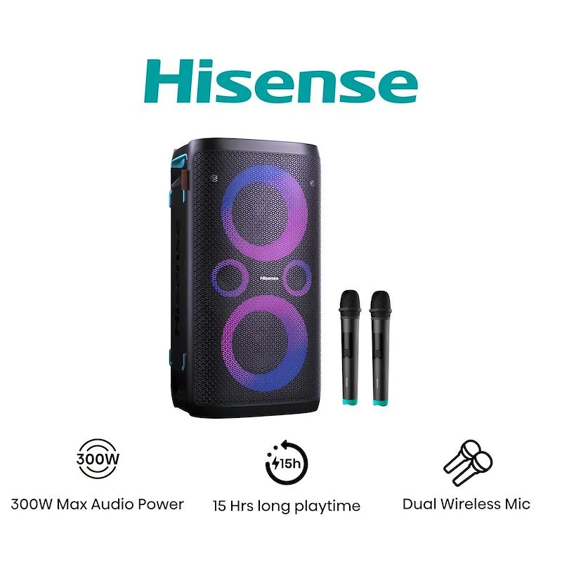 Hisense Speaker Party Storm 1 Audio Nero + 2 Microfoni Wireless - immagine 1