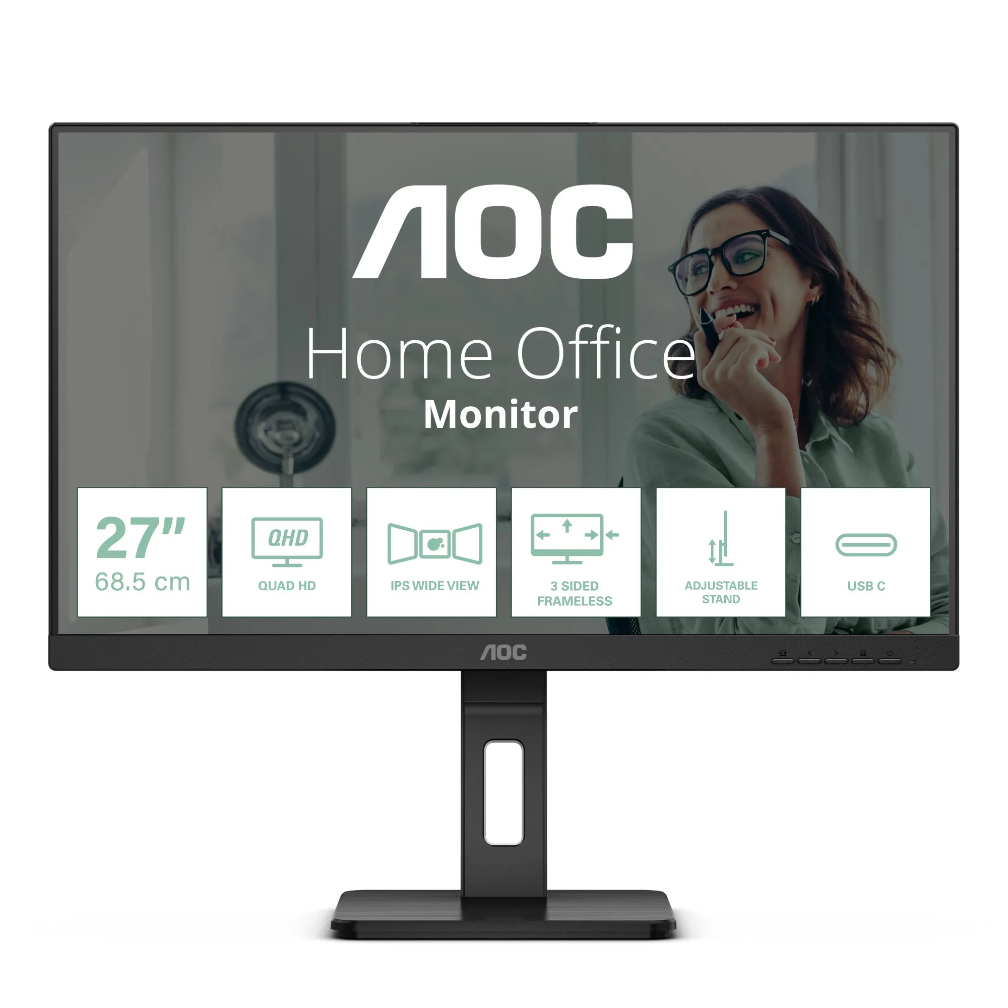 Aoc Monitor 27 Led Ips Qhd 16:9 4Ms 350 Cdm Usb-C Pivot Dp/2Hdmi Multimediale - immagine 1