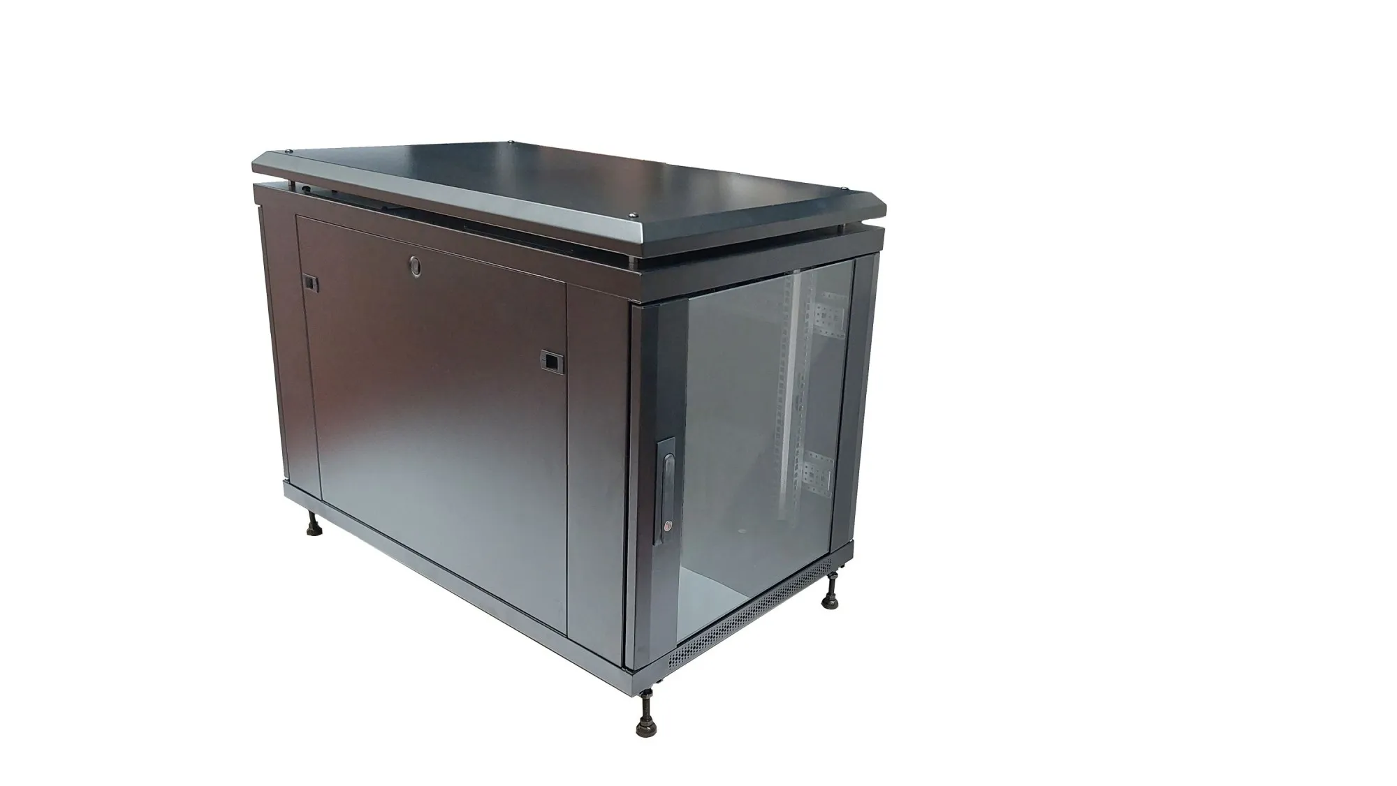 Armadio Rack 19 12 Unita (A)700X (L)600 X Profondità 1000 Mm. Colore Nero Porta Vetro - immagine 1
