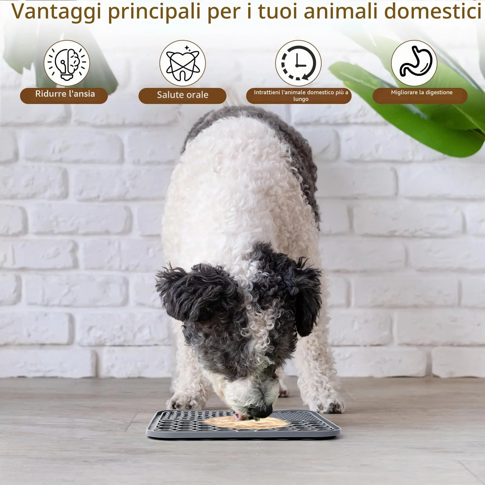 Romon Tappetino Leccare Cane, 20x20cm Cane Pad Leccare con Spatola Silicone, Senza BPA Tappetini Leccare Cani con Ventosa, Licking Mat per Bagno Toelettatura Addestramento Curarlo (Grigio) - immagine 4