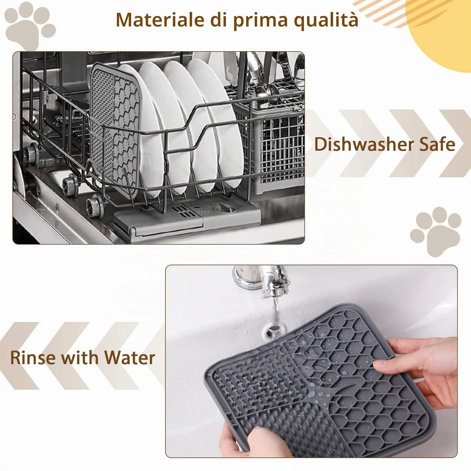 Romon Tappetino Leccare Cane, 20x20cm Cane Pad Leccare con Spatola Silicone, Senza BPA Tappetini Leccare Cani con Ventosa, Licking Mat per Bagno Toelettatura Addestramento Curarlo (Grigio) - immagine 6