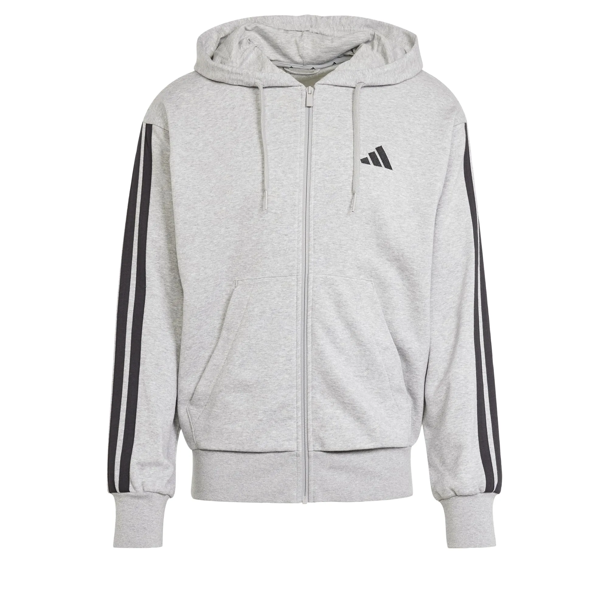 adidas Men Felpa con Cappuccio Essentials 3-Stripes French Terry Full-Zip - immagine 1