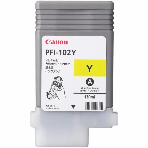 Canon Serbatoio Giallo PFI-102Y LP17/IPF500/IPF600/IPF605/IPF610 IPF700/IPF710/IPF720/IPF750/IPF755/IPF650/IPF655 (130ML) (1PZ) 0898B001AA - immagine 1