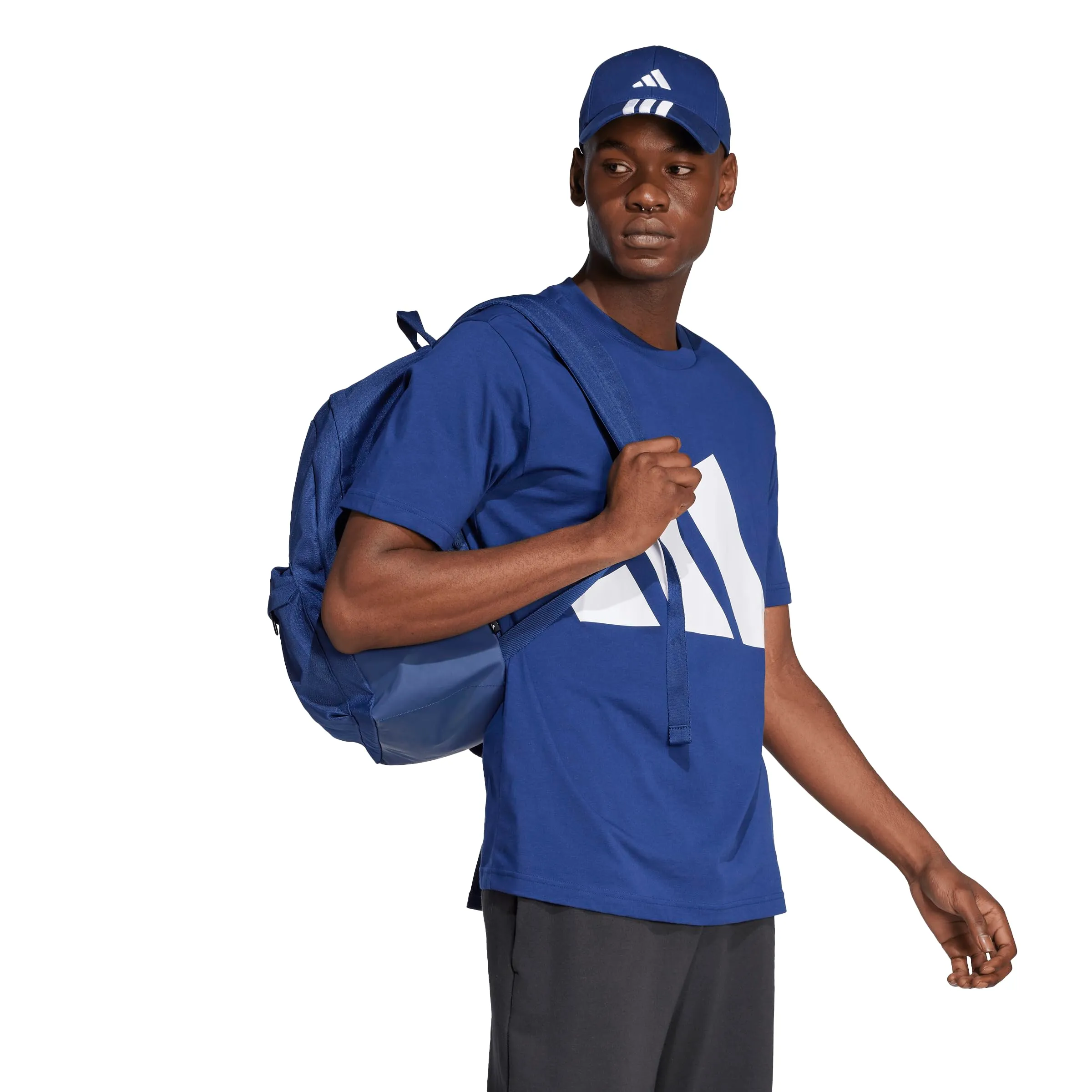 Adidas Essentials - Maglietta da Uomo in Jersey Semplice con Logo Grande, Blu/Bianco, L - immagine 2