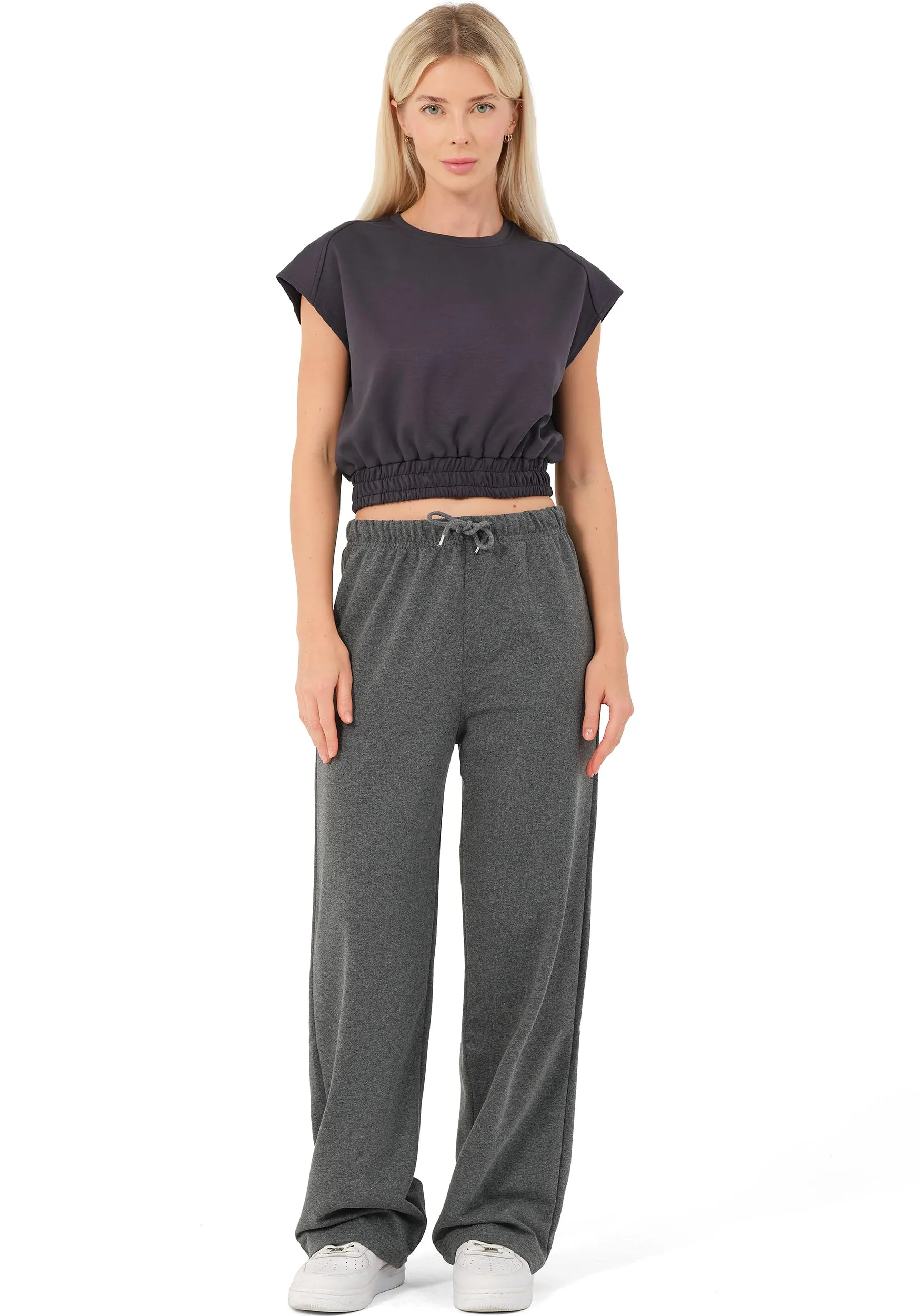ROSS CAMP Pantaloni Tuta Donna Cotone – Pantaloni Sportivi Gamba Larga - immagine 2