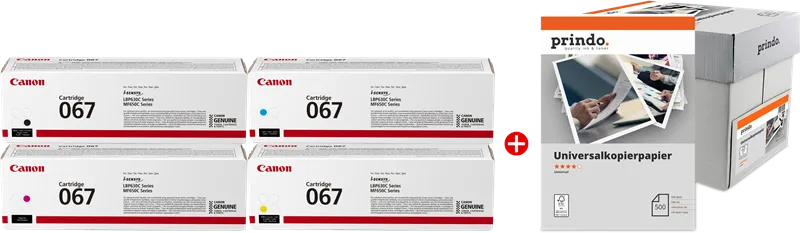 Canon 067 MCVP nero / ciano / magenta / giallo / Bianco Value Pack (+ Prindo Universal Papier 2500 Blatt) - immagine 1