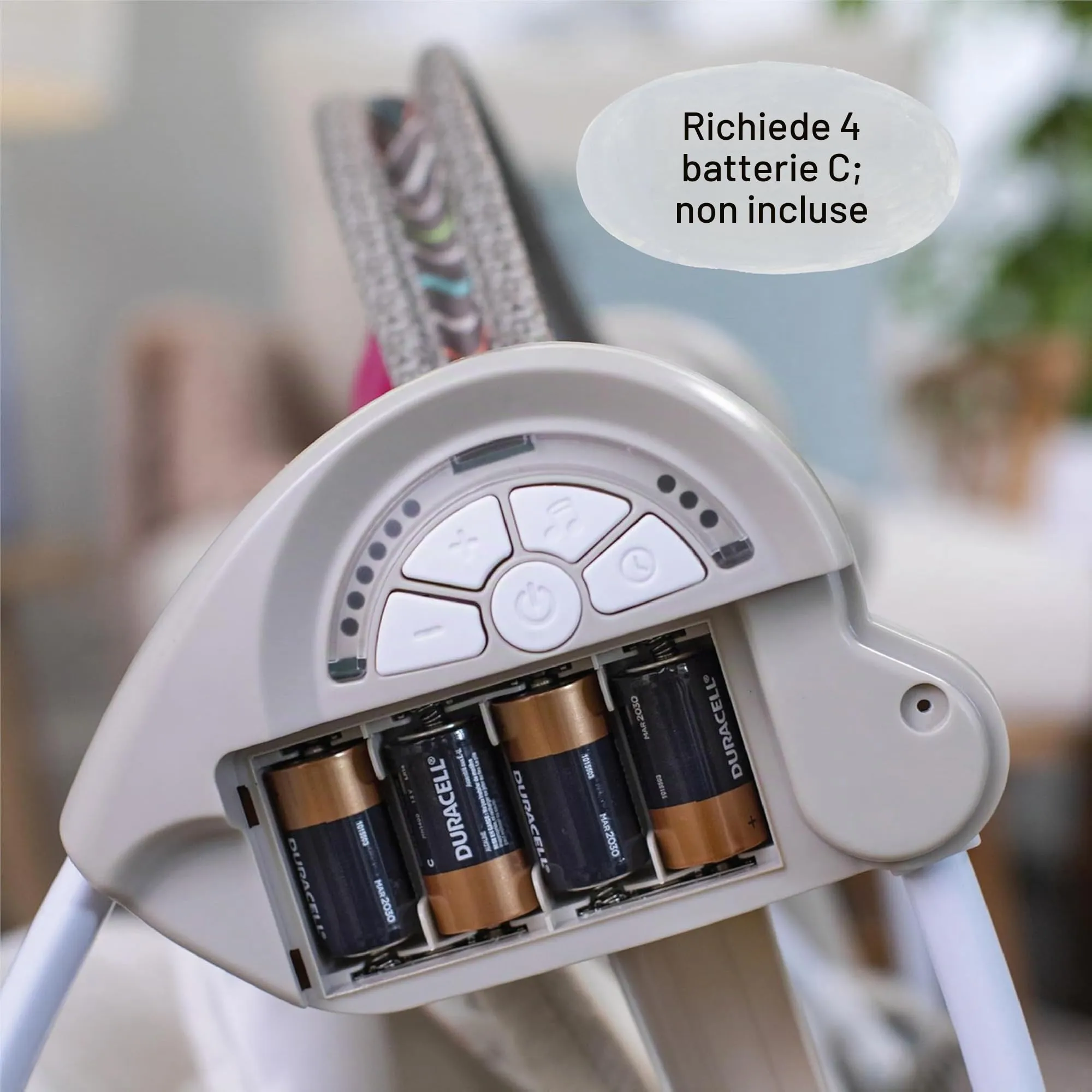 Ingenuity, Soothe 'n Delight Altalena portatile compatta a 6 velocità con musica e barra portagiochi, pieghevole per un facile viaggio, Cozy Kingdom, da 0 a 9 mesi di età - immagine 6