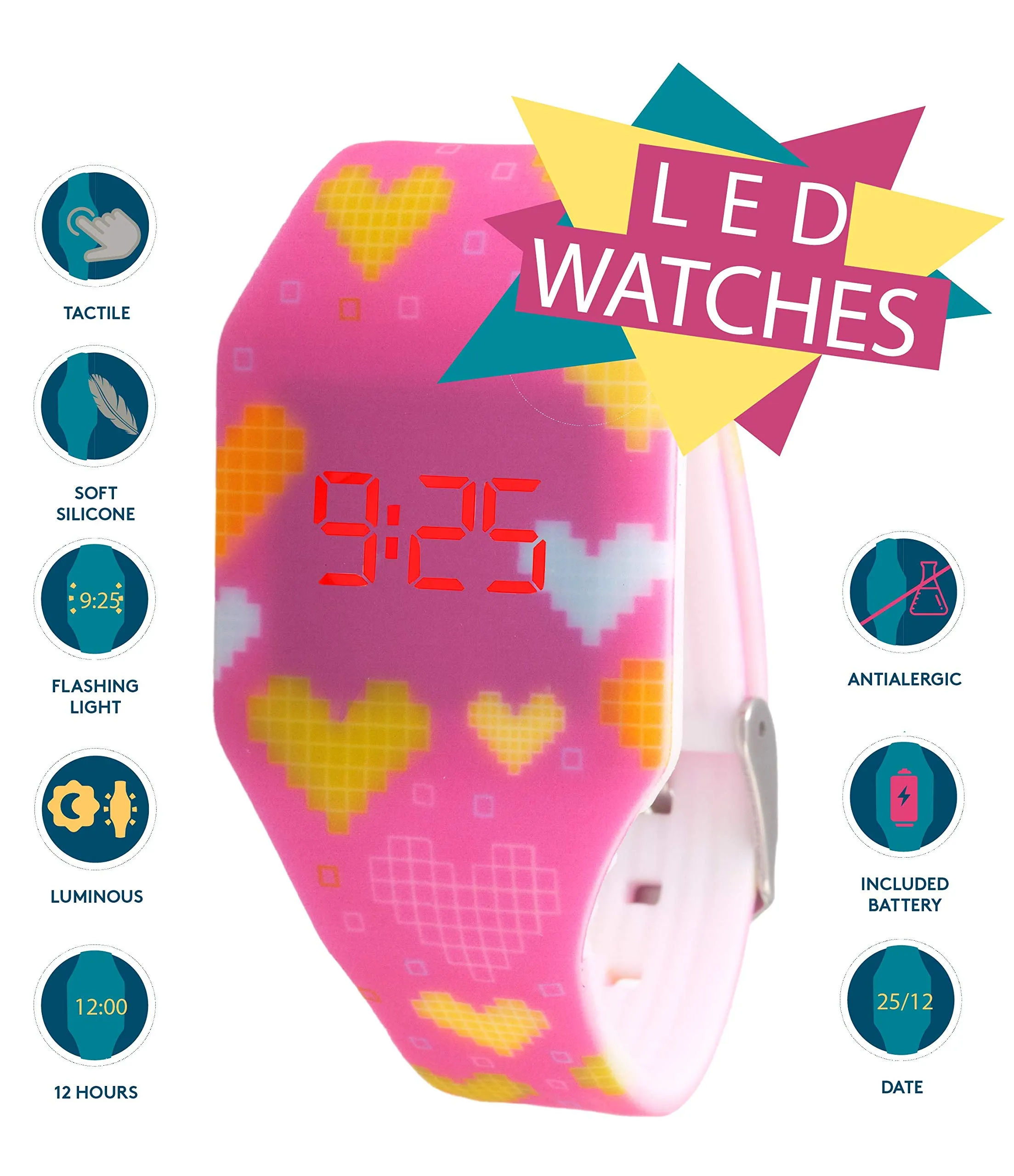 Kiddus Orologio LED Digitale per Bambini: Orologio da Polso in Silicone Morbido per Bambini e Bambine, Batteria Giapponese Sostituibile a Lunga Durata, Leggero - immagine 2