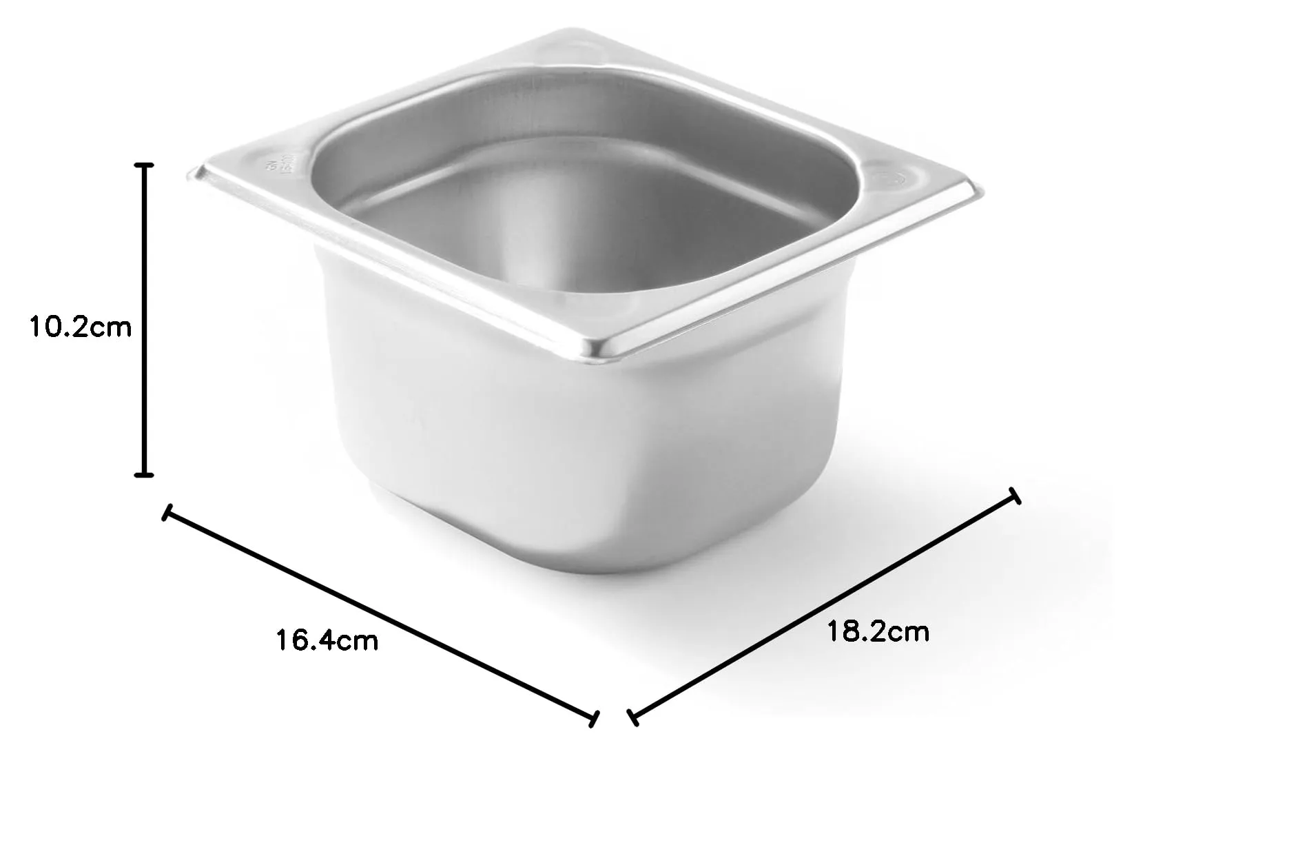 HENDI Contenitore Gastronorm GN 1/6, Kitchen Line, resistenza termica -40 °C a 250 °C, adatto a forno e bagnomaria, 1,6L, 176x162x(H) 100mm, acciaio inox - immagine 4