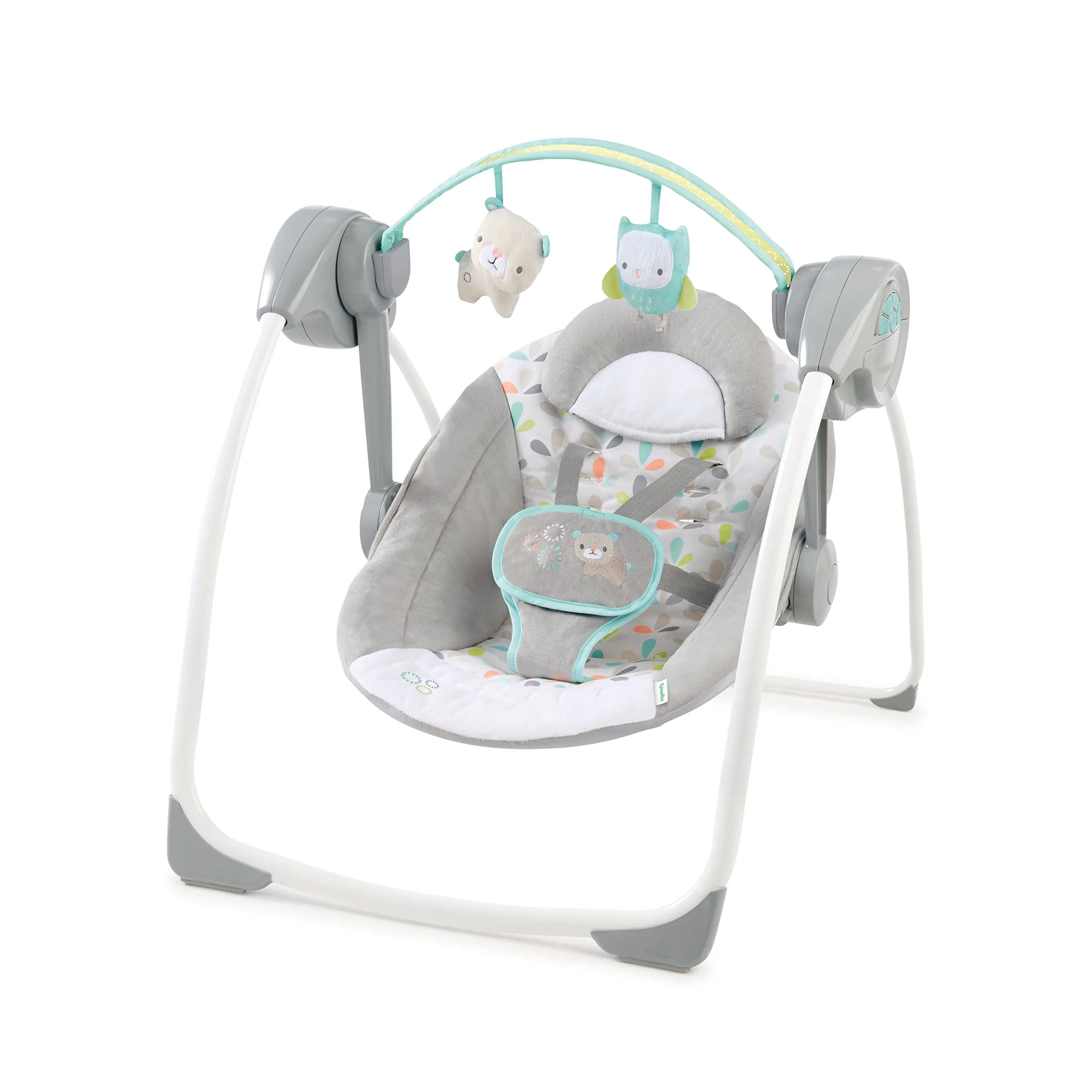 Ingenuity Comfort 2 Go Altalena per bambini compatta portatile a 6 velocità con musica, pieghevole, 0-9 mesi (Fanciful Forest) - immagine 1