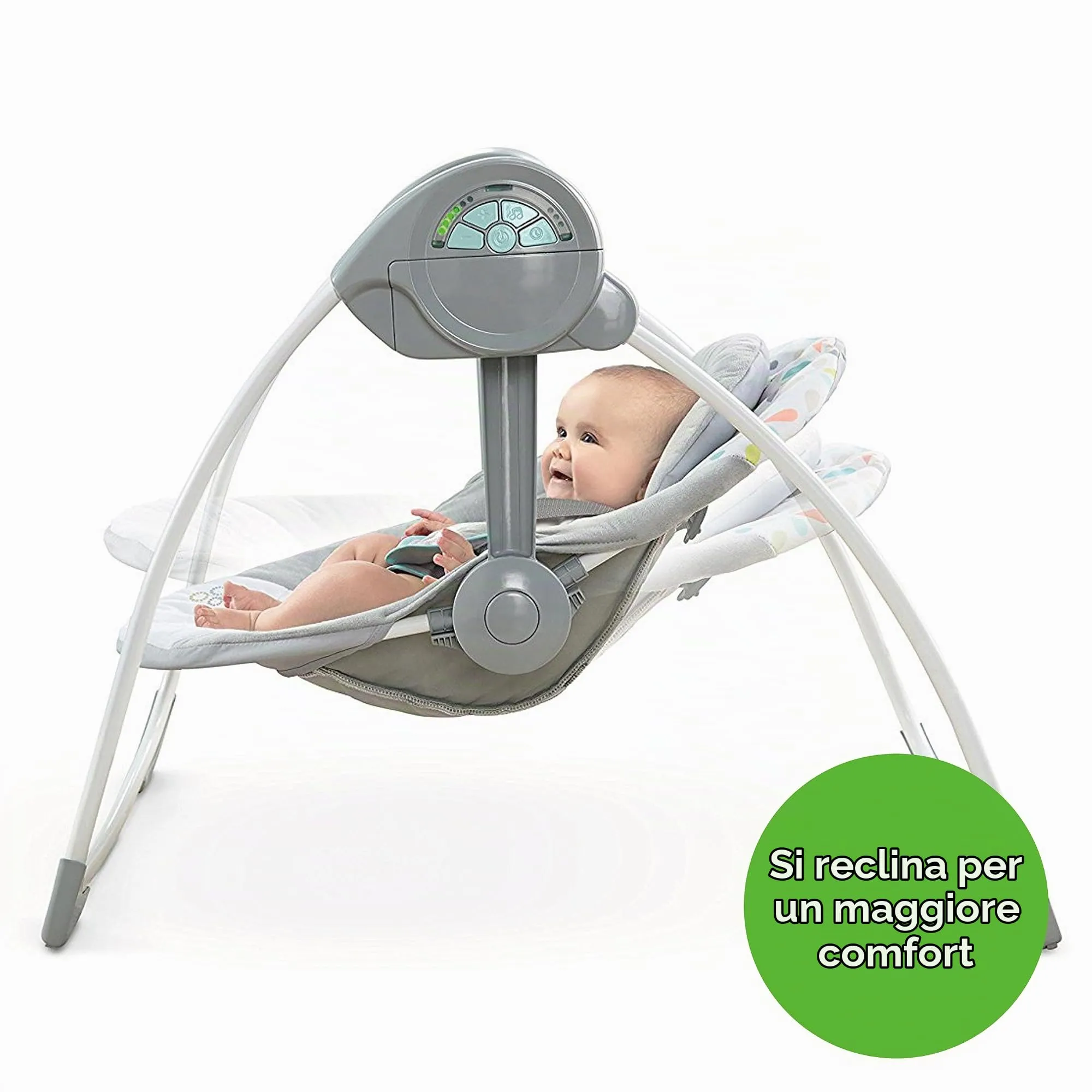Ingenuity Comfort 2 Go Altalena per bambini compatta portatile a 6 velocità con musica, pieghevole, 0-9 mesi (Fanciful Forest) - immagine 3