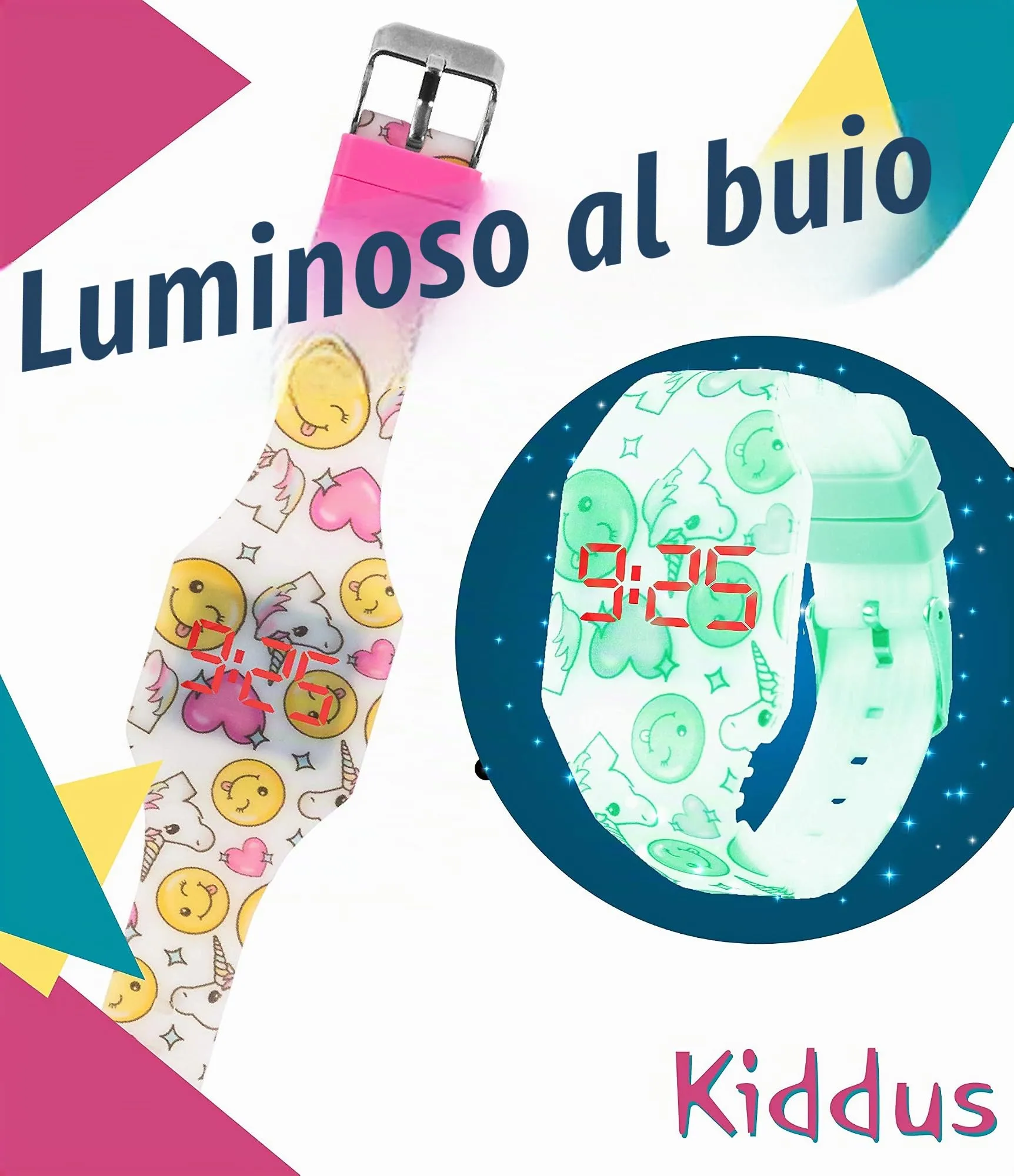 Kiddus Orologio LED Digitale per Bambini: Orologio da Polso in Silicone Morbido per Bambini e Bambine, Batteria Giapponese Sostituibile a Lunga Durata, Leggero - immagine 7