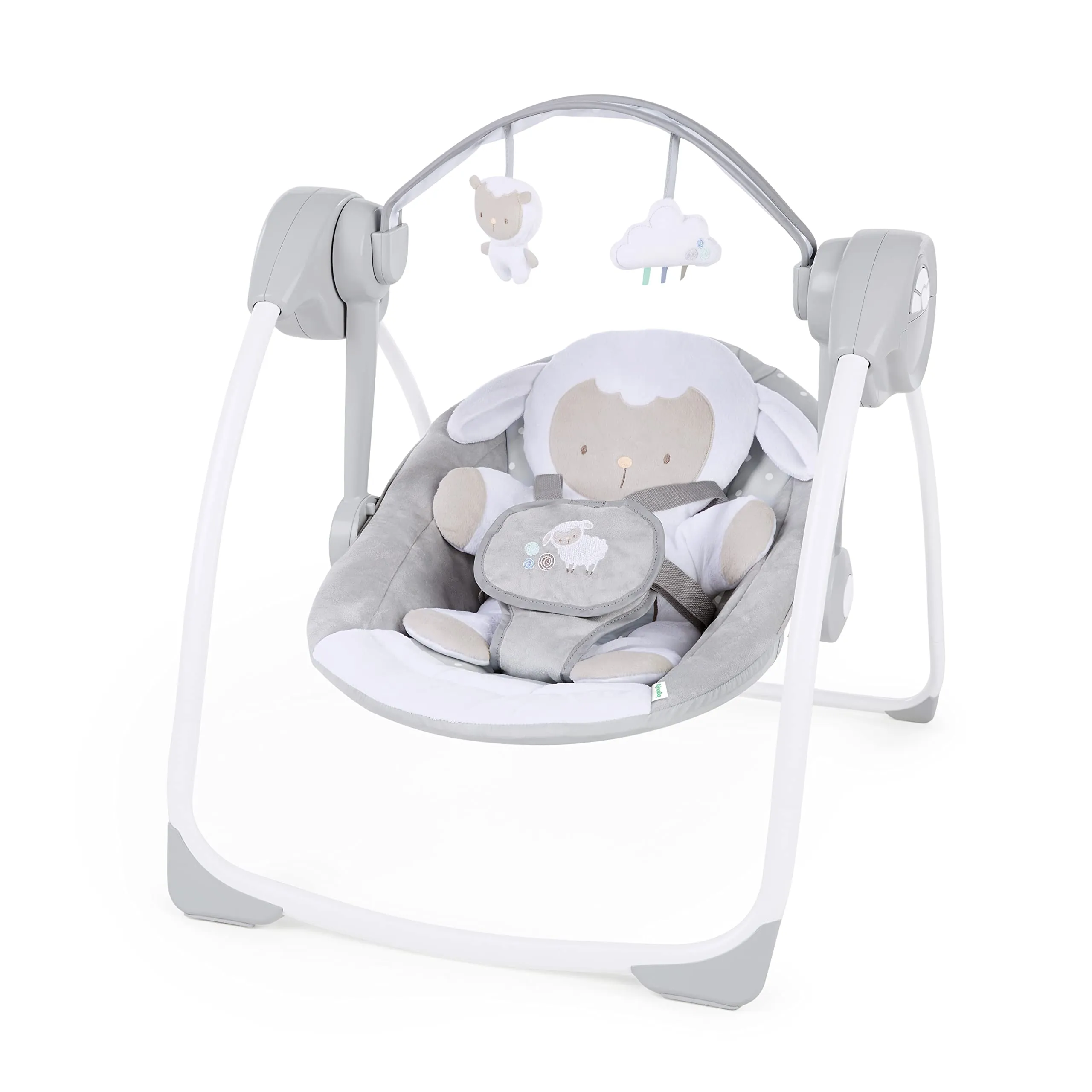 Ingenuity Comfort 2 Go Altalena compatta portatile a 6 velocità con musica, pieghevole, 0-9 mesi (Cuddle Lamb) - immagine 1