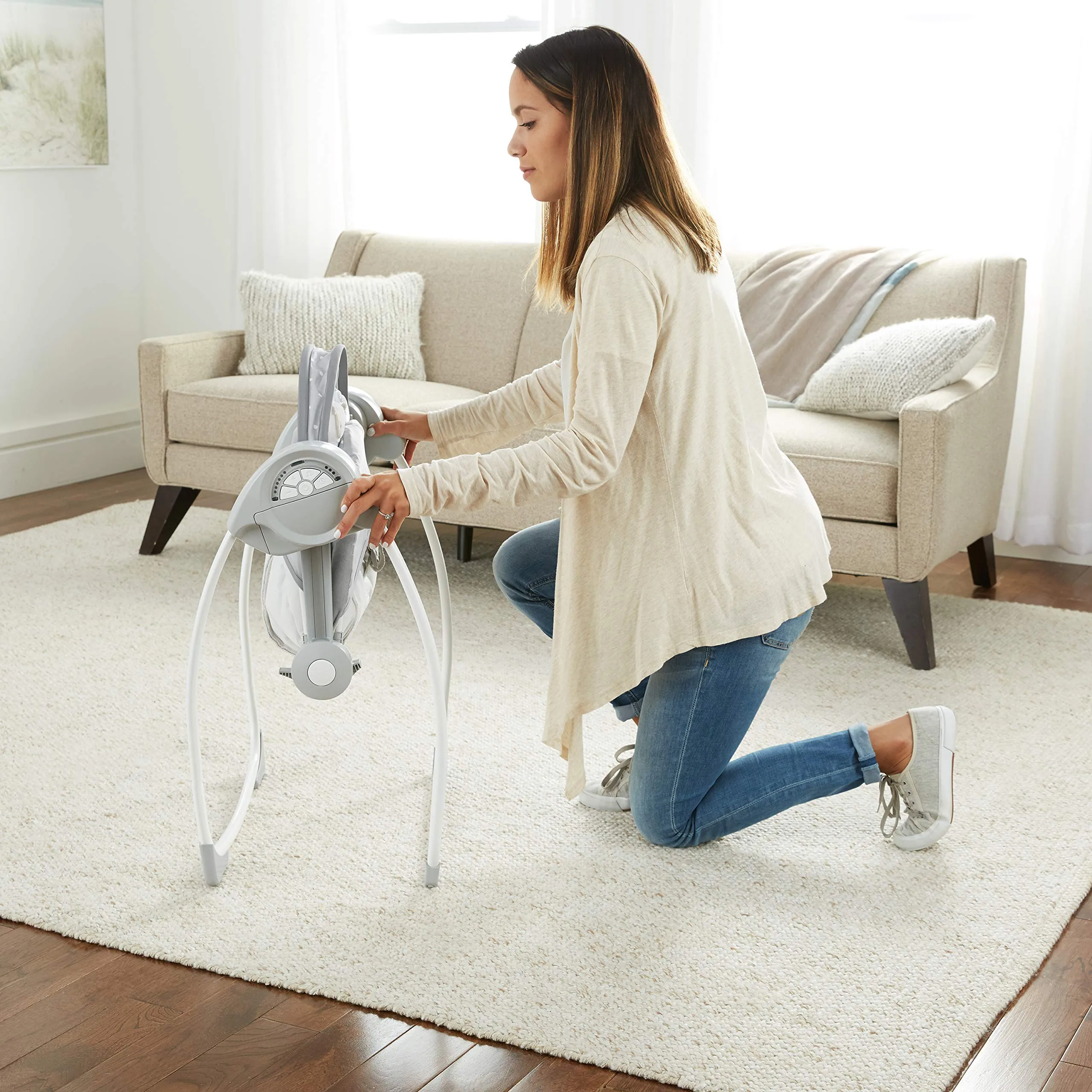 Ingenuity Comfort 2 Go Altalena compatta portatile a 6 velocità con musica, pieghevole, 0-9 mesi (Cuddle Lamb) - immagine 10