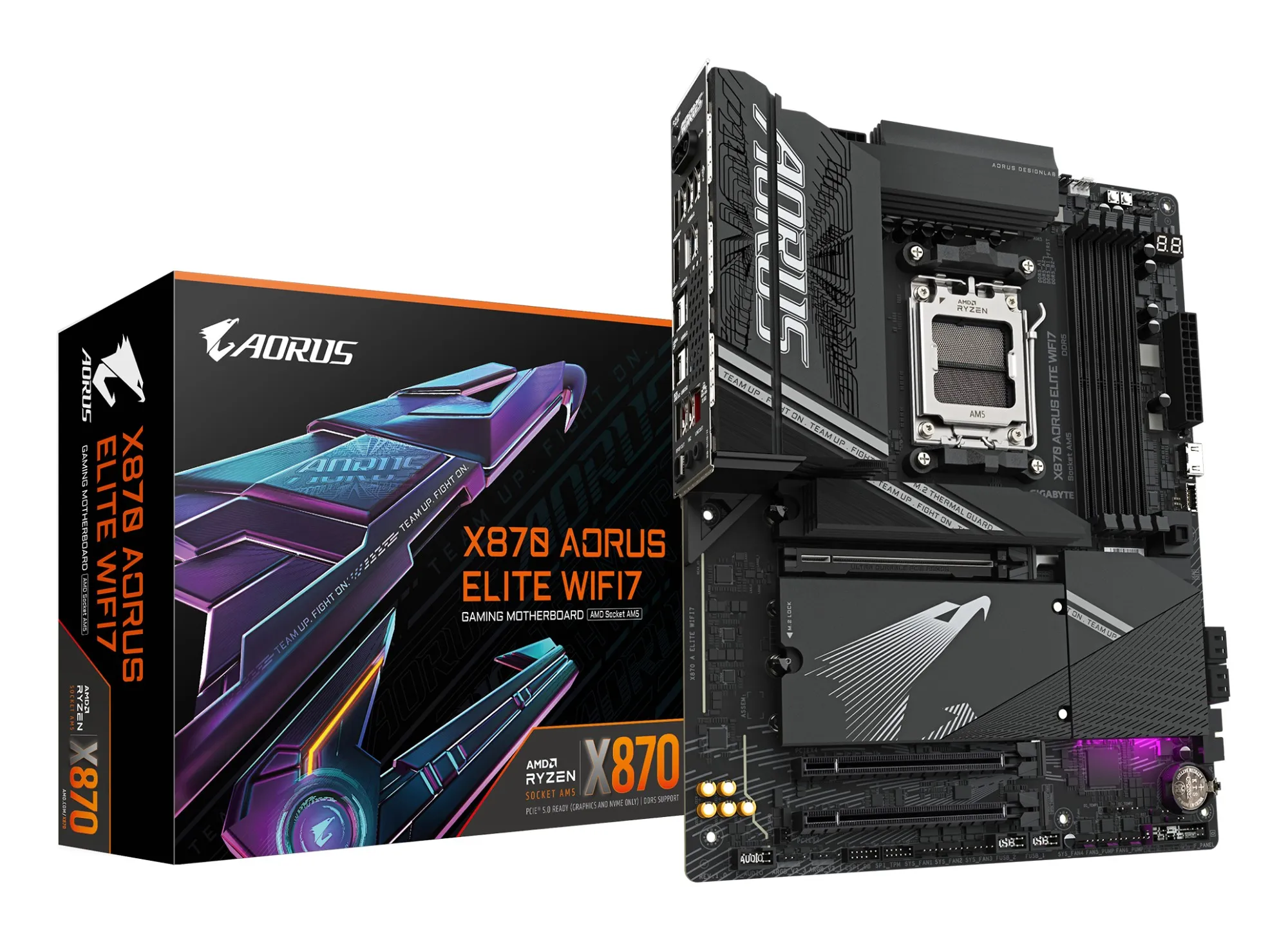 GIGABYTE X870 AORUS ELITE WIFI7 Scheda Madre - Supporta CPU AMD Ryzen 9000 16+2+2 fasi VRM fino a 8000MHz DDR5 (OC) 3xPCIe 5.0 + 1xPCIe 4.0 Wi-Fi 7 LAN 2.5GbE USB 4 - immagine 1