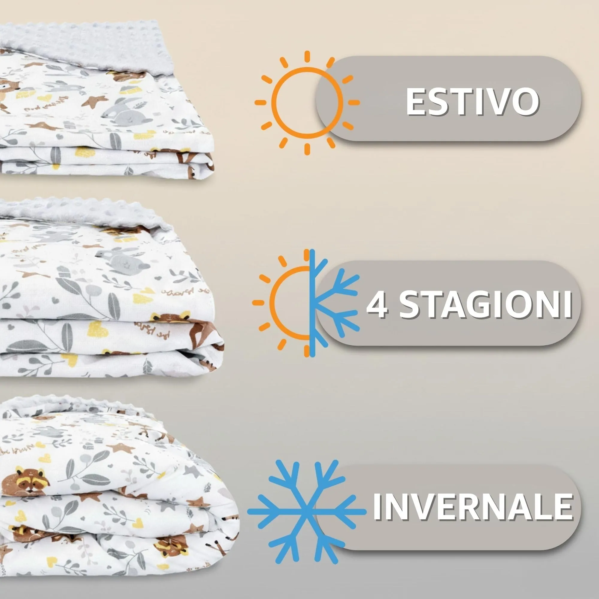 Coperta per passeggino 90 cm x 90 cm - per ovetto universale, per seggiolino auto in cotone coperta per tutte le stagioni Gufi grigio chiaro - immagine 3