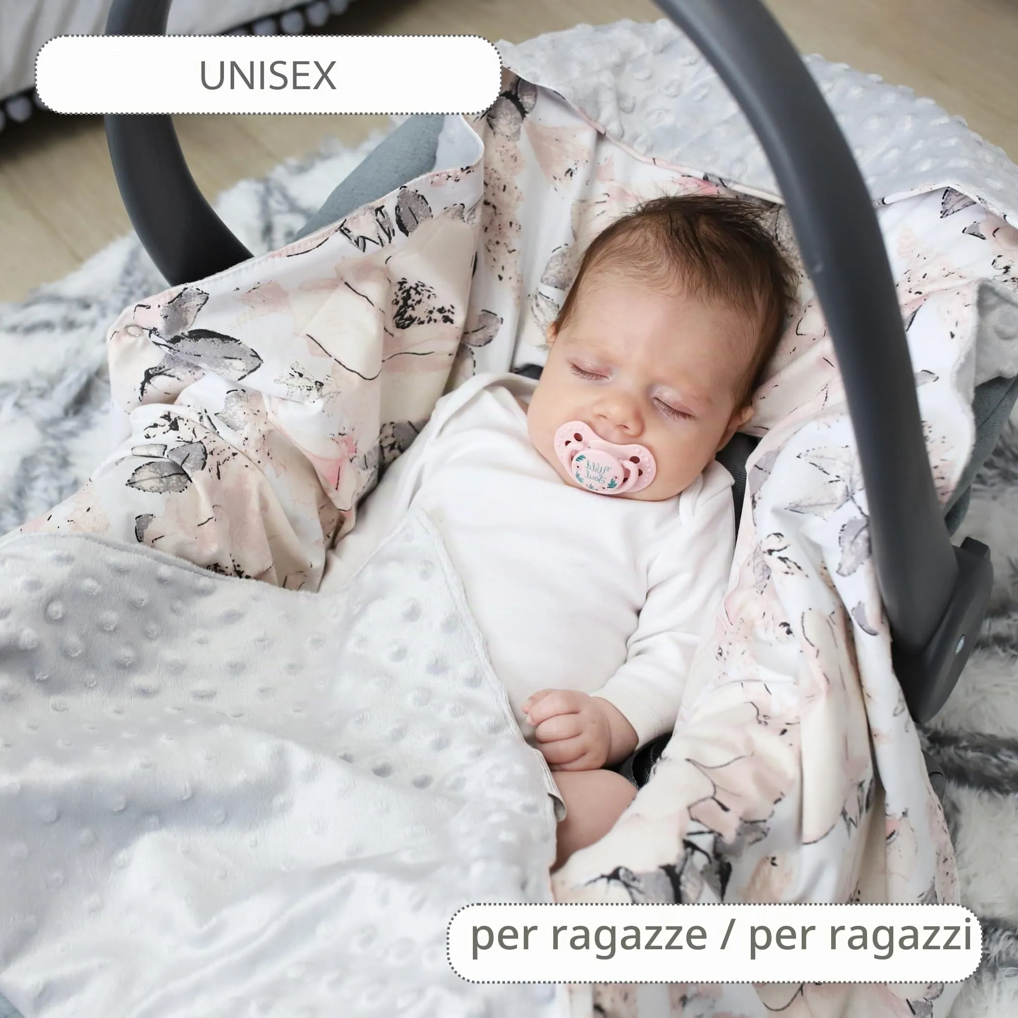 Copertina Minky passeggino neonato tutto l'anno 90×90 cm - immagine 6