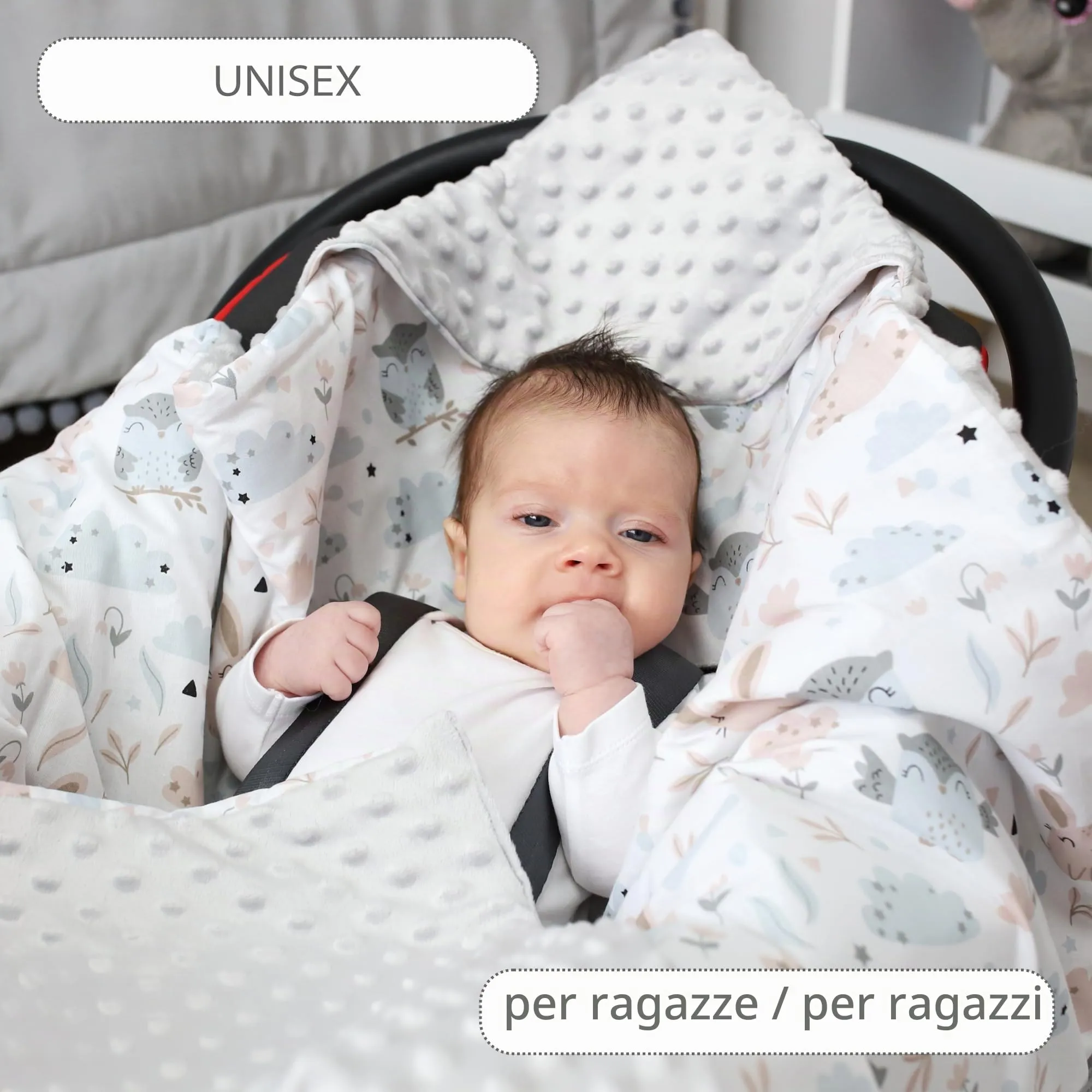 Copertina Minky passeggino neonato primavera-autunno 90×90 cm - immagine 6