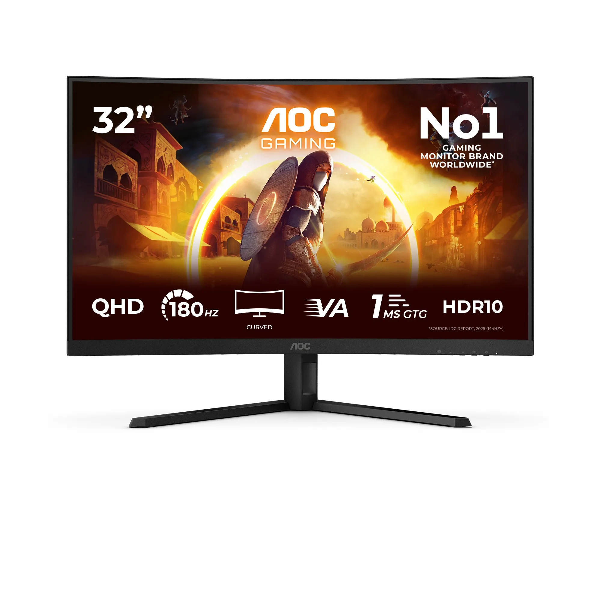 Monitor AOC G4 315 curvo 1500R LED Fast VA QHD 180Hz HDR10 - Tempo di risposta 1 ms - Angolo di visione 178° - HDMI DisplayPort Audio - Montaggio VESA 100x100 - immagine 1