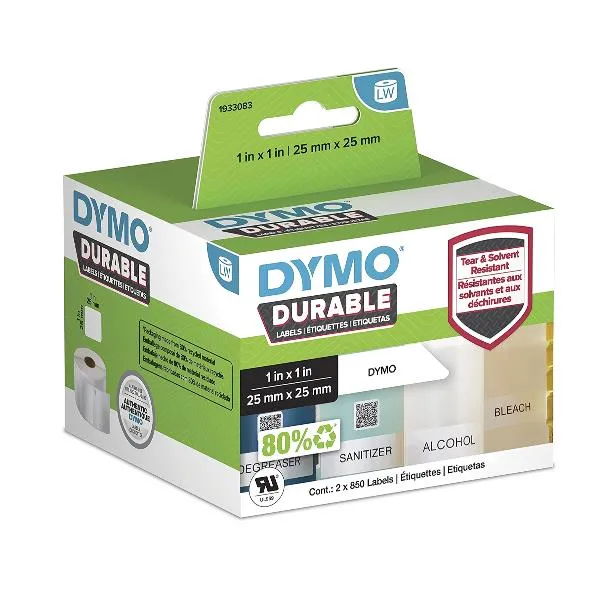 Dymo Etichette Lw Durable Mutliuso 25x25 Mm - Bianco Permanente 850 X 2 rotolo/i 2112286 - immagine 1