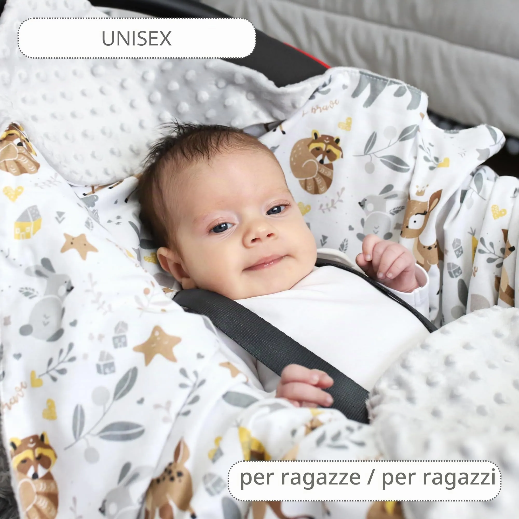 Copertina Minky passeggino neonato primavera-autunno 90×90 cm - immagine 6