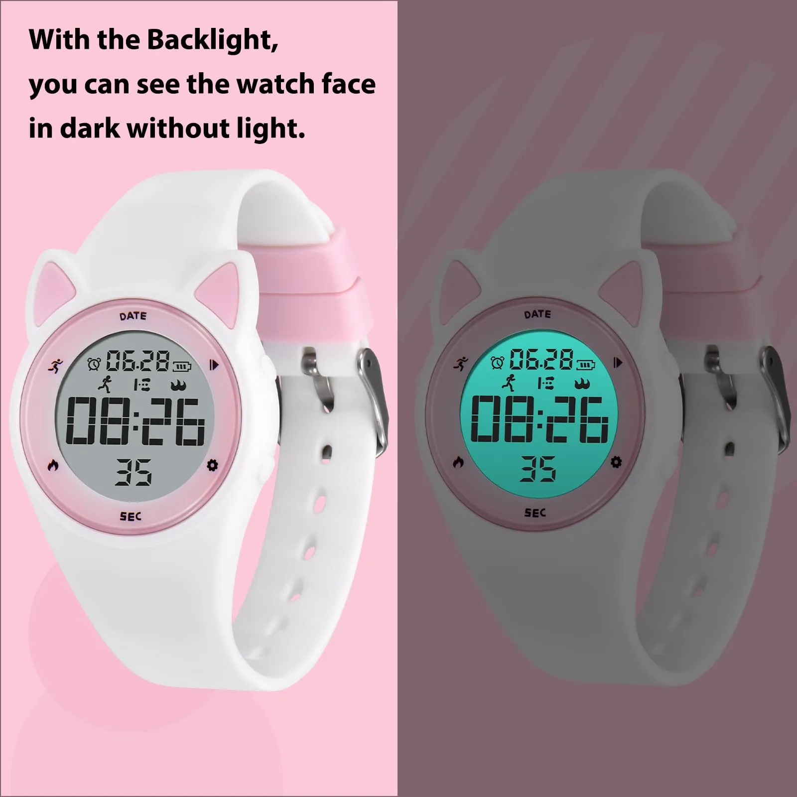 aswan watch Orologio Digitale Bambina Bambino con Contapassi,Calorie e Distanza senza App,Sveglia, Cronometro, Data, Luce-Orologio da polso Ragazza Ragazzo con Cinturino in Silicone - immagine 5
