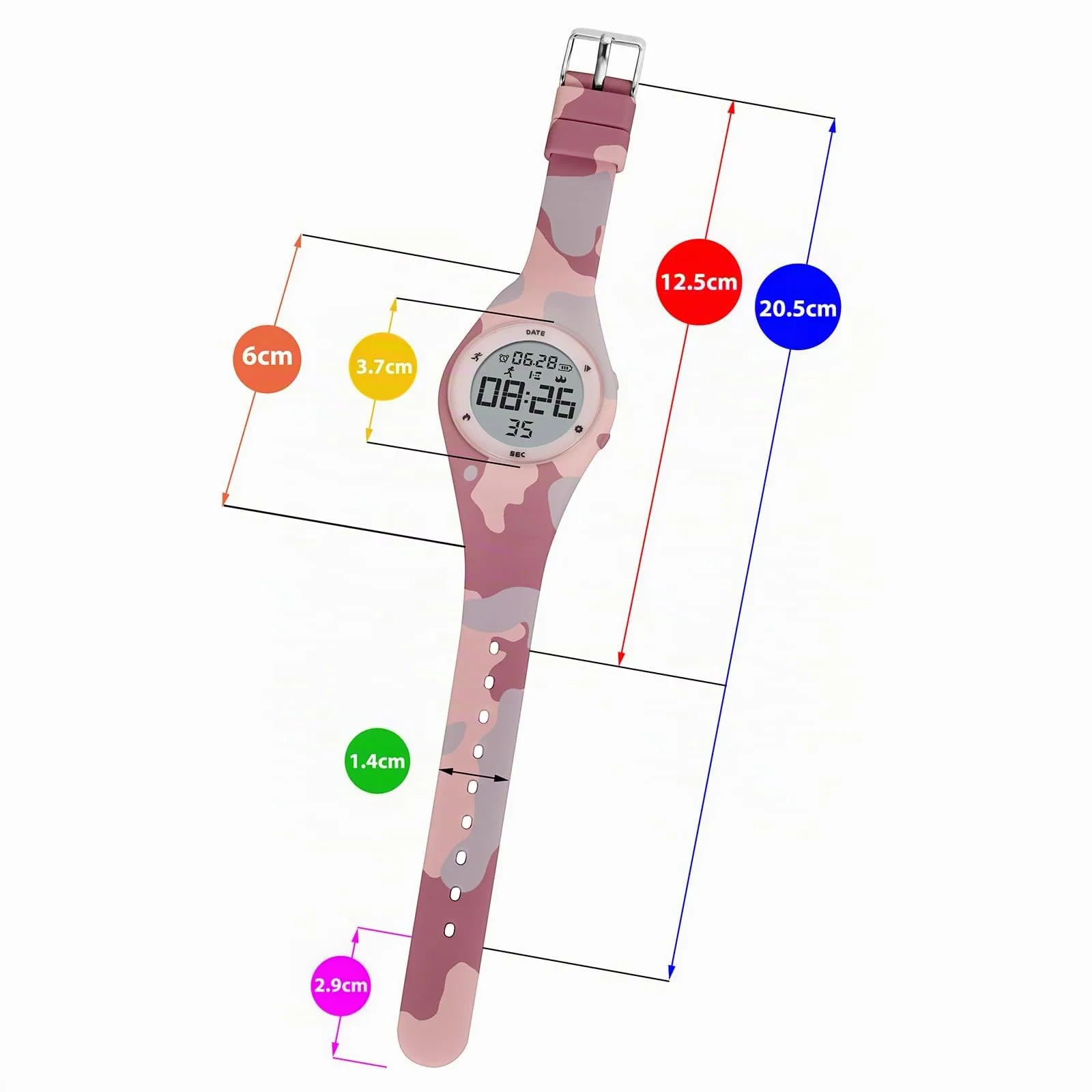 aswan watch Orologio Digitale Bambina Bambino con Contapassi,Calorie e Distanza senza App,Sveglia, Cronometro, Data, Luce-Orologio da polso Ragazza Ragazzo con Cinturino in Silicone - immagine 6
