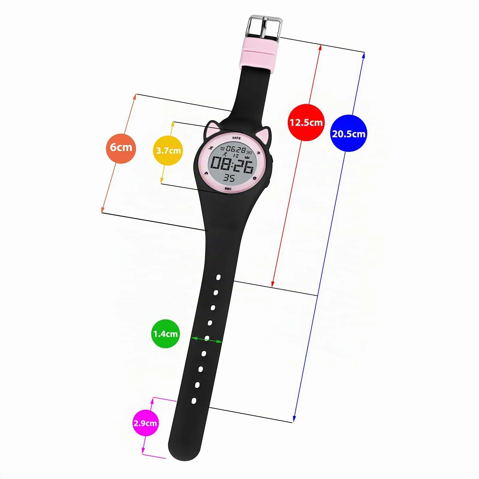 aswan watch Orologio Digitale Bambina Bambino con Contapassi,Calorie e Distanza senza App,Sveglia, Cronometro, Data, Luce-Orologio da polso Ragazza Ragazzo con Cinturino in Silicone - immagine 6