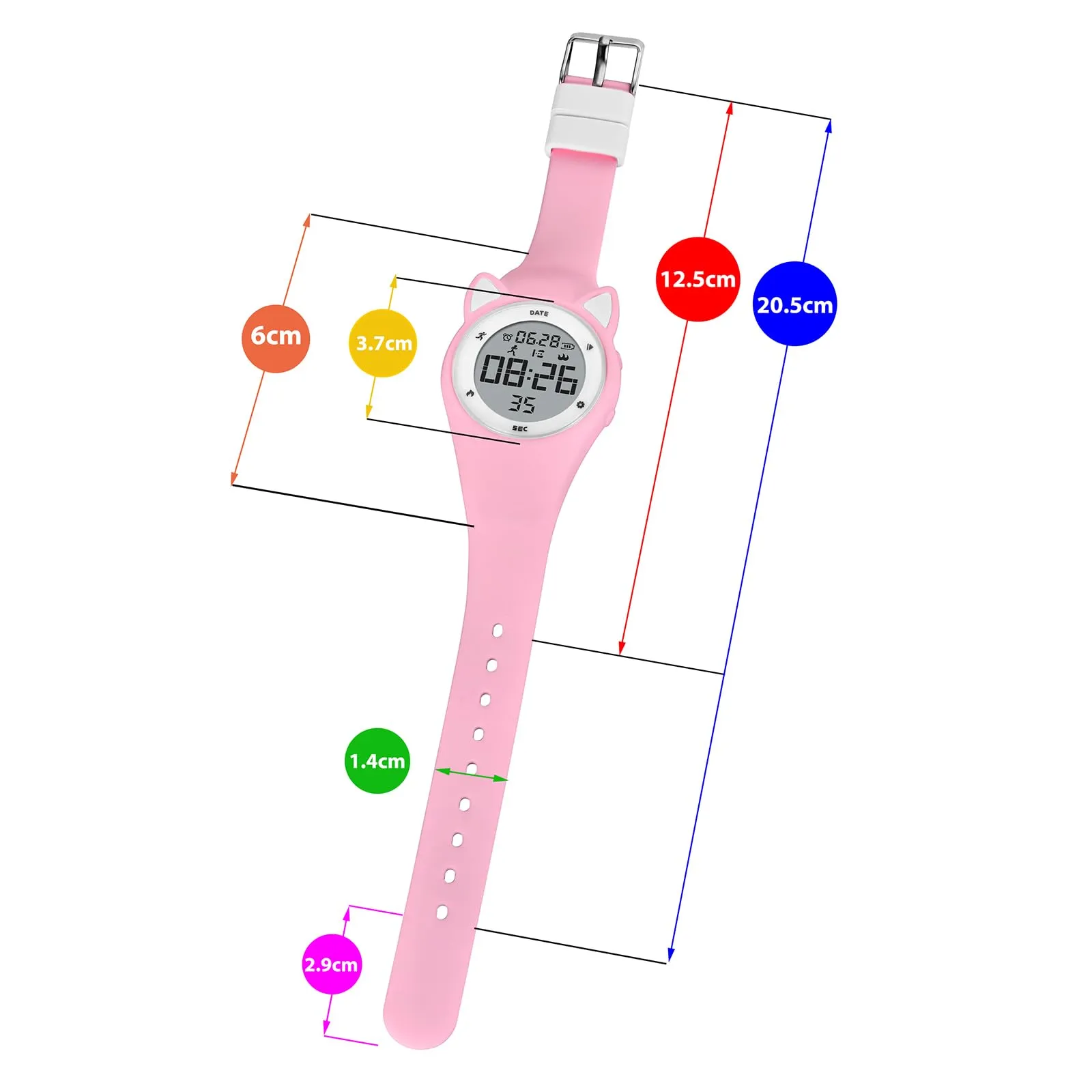 aswan watch Orologio Digitale Bambina Bambino con Contapassi,Calorie e Distanza senza App,Sveglia, Cronometro, Data, Luce-Orologio da polso Ragazza Ragazzo con Cinturino in Silicone - immagine 6