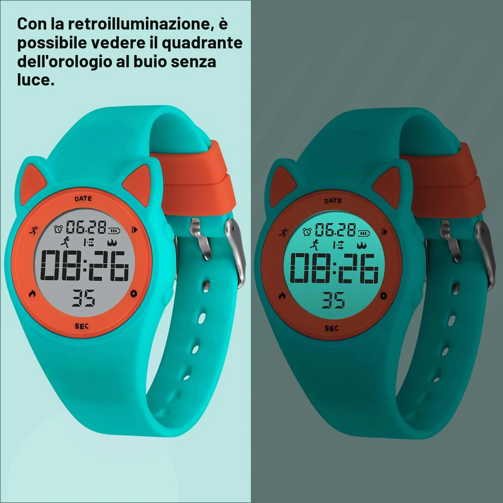 aswan watch Orologio Digitale Bambina Bambino con Contapassi,Calorie e Distanza senza App,Sveglia, Cronometro, Data, Luce-Orologio da polso Ragazza Ragazzo con Cinturino in Silicone - immagine 5