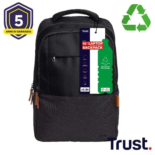 Trust Lisboa 16 Backpack - Black 25244 - immagine 1