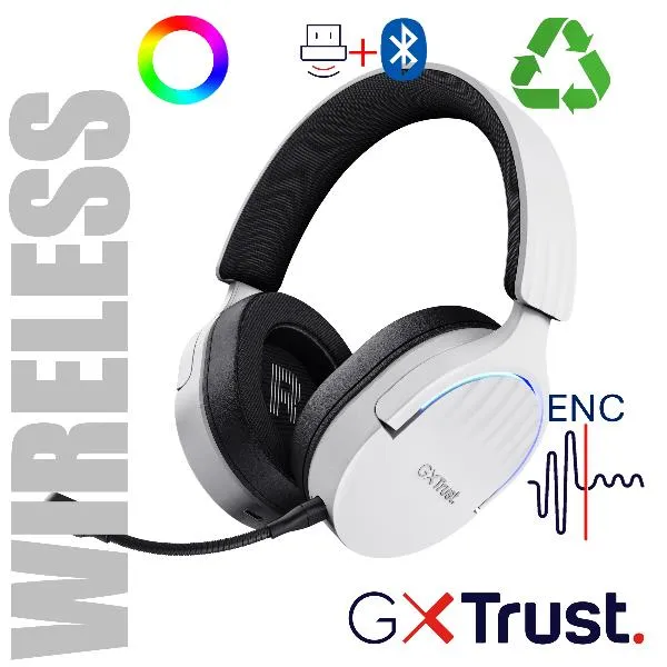 Trust GXT491W Fayzo Wireless Headset Wht 25304 - immagine 1
