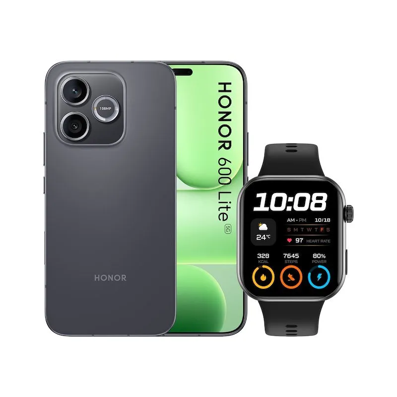 Honor Bundle Smartphone 600 Lite 8/ 256GB Black + CHOICE WATCH 2i BLACK - immagine 1