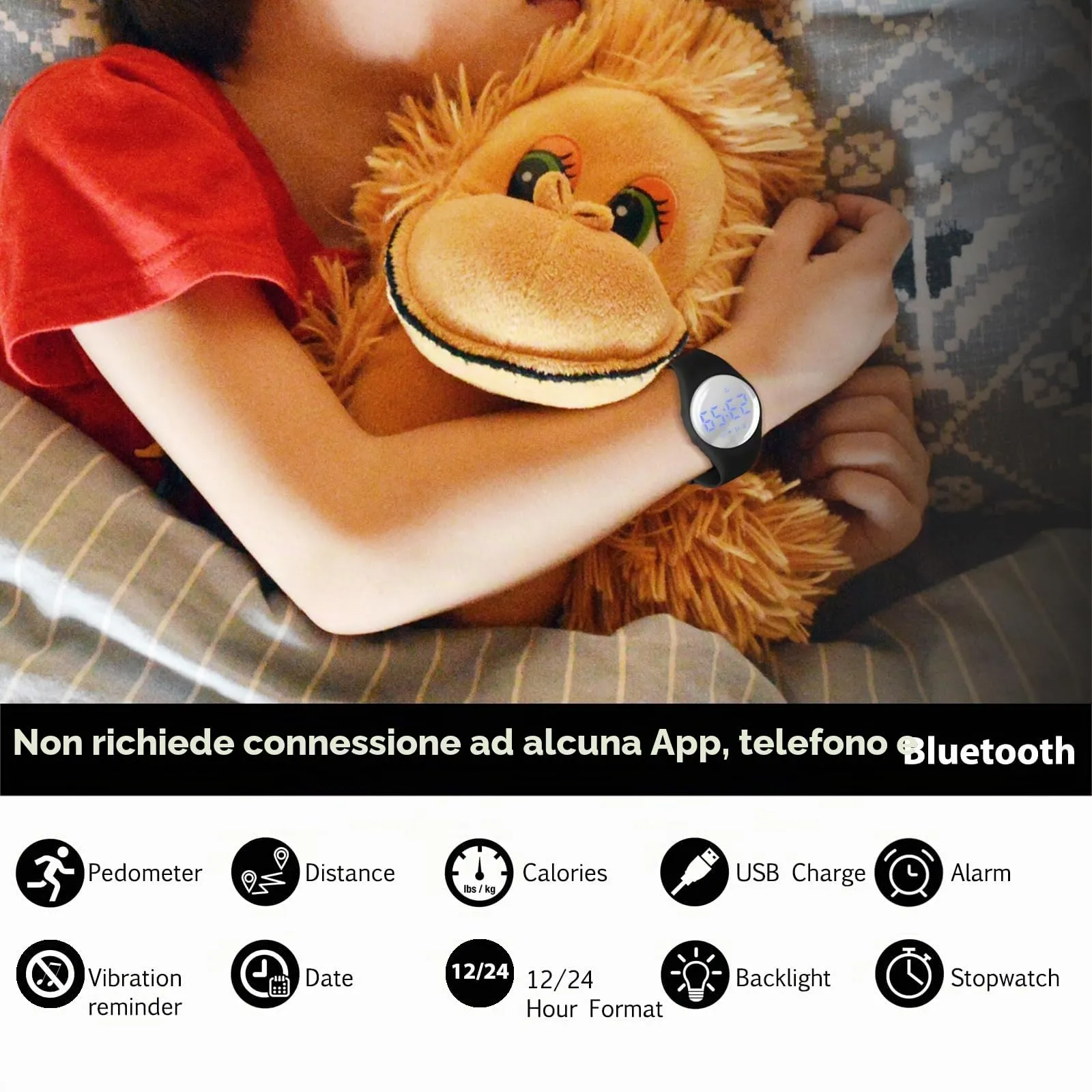 aswan watch Orologio Digitale Bambina Bambino con Contapassi,Calorie e Distanza senza App,Sveglia, Cronometro, Data, Luce-Orologio da polso Ragazza Ragazzo con Cinturino in Silicone - immagine 2