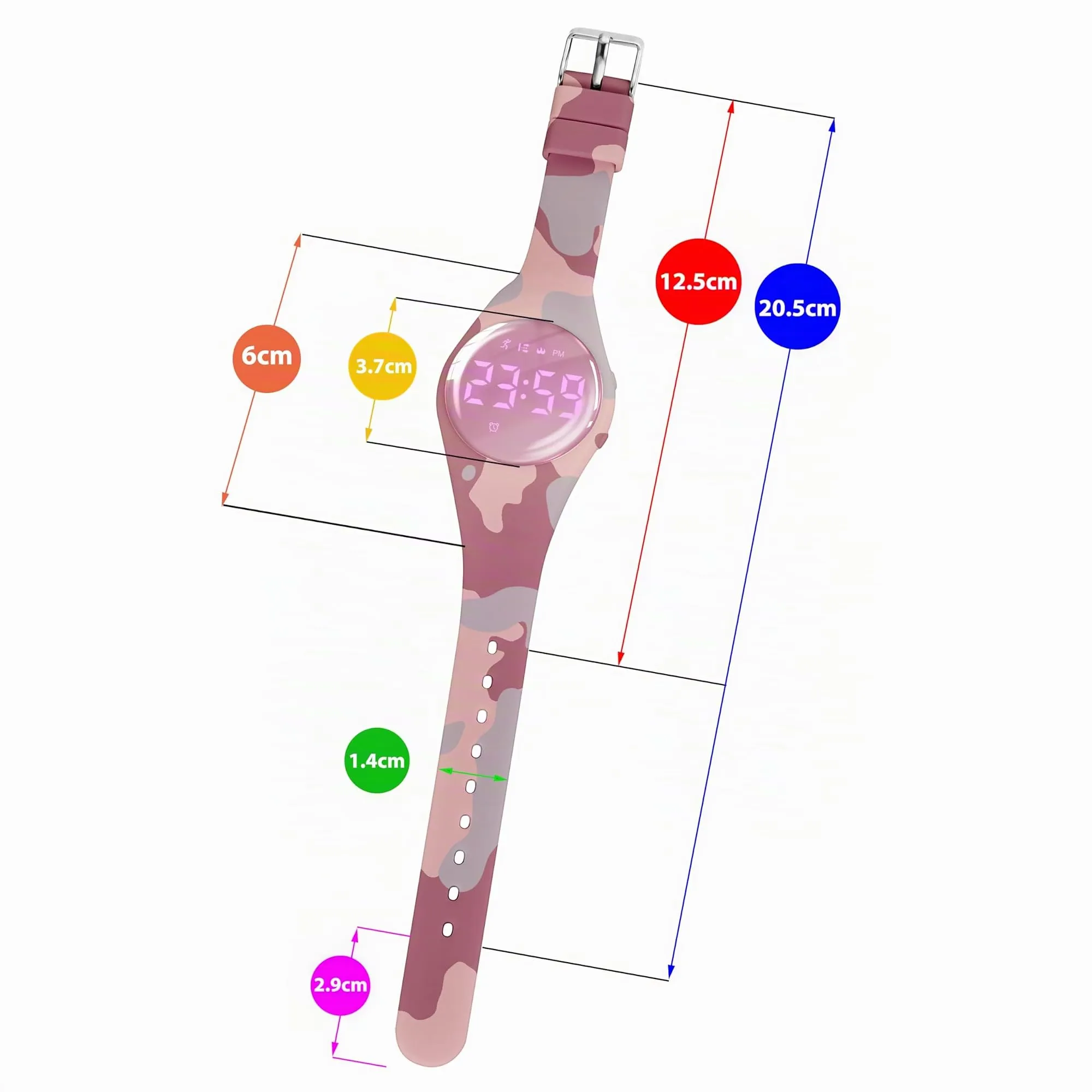 aswan watch Orologio Digitale Bambina Bambino con Contapassi,Calorie e Distanza senza App,Sveglia, Cronometro, Data, Luce-Orologio da polso Ragazza Ragazzo con Cinturino in Silicone - immagine 6