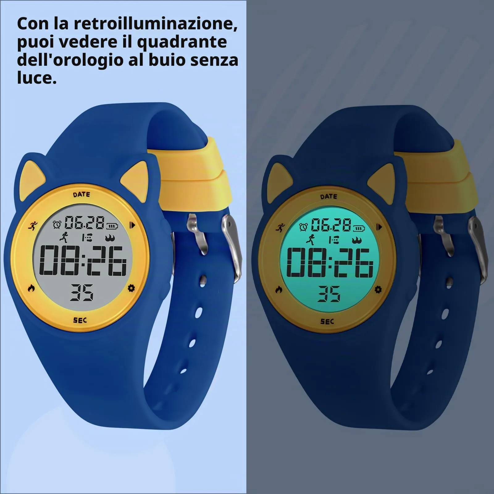 aswan watch Orologio Digitale Bambina Bambino con Contapassi,Calorie e Distanza senza App,Sveglia, Cronometro, Data, Luce-Orologio da polso Ragazza Ragazzo con Cinturino in Silicone - immagine 5
