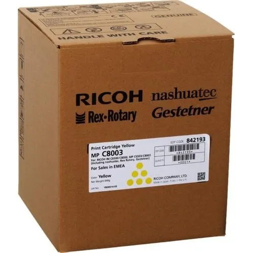ORIGINALE Ricoh toner giallo 842193 C8003Y 27000 pagine - immagine 1
