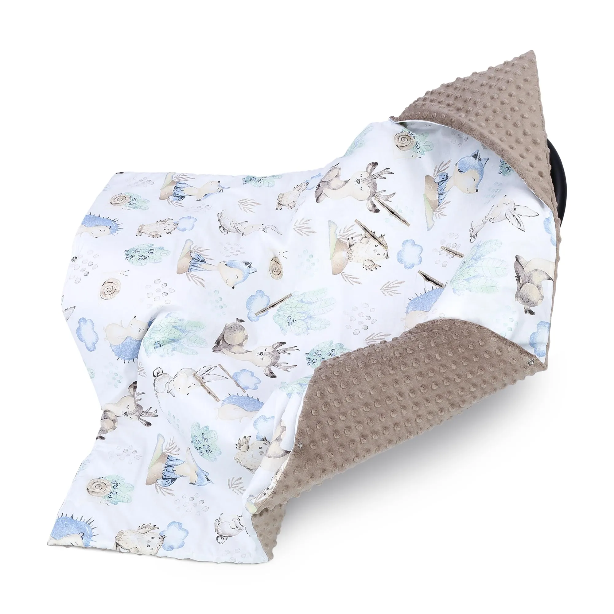Coperta per passeggino 90 cm x 90 cm - per ovetto universale, per seggiolino auto in cotone coperta per tutte le stagioni Riccio kaki - immagine 1