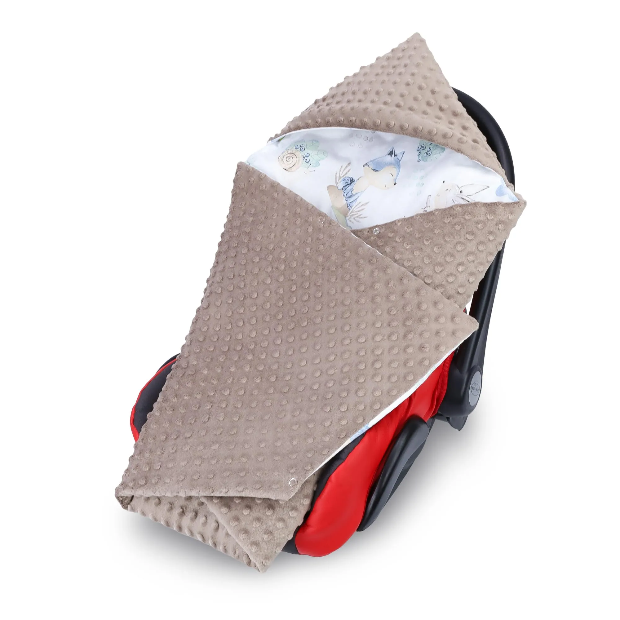 Coperta per passeggino 90 cm x 90 cm - per ovetto universale, per seggiolino auto in cotone coperta per tutte le stagioni Riccio kaki - immagine 2