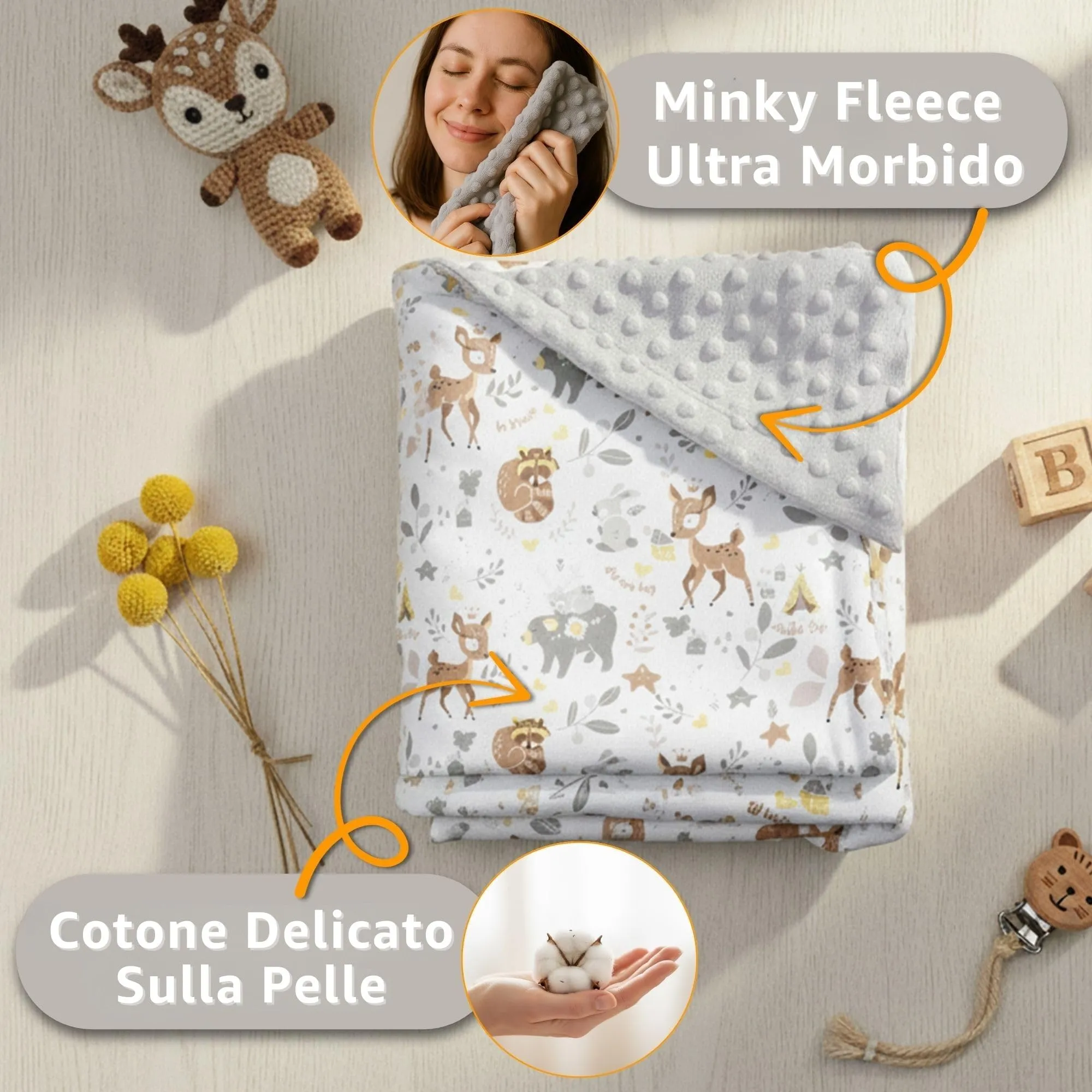 Copertina Minky passeggino neonato inverno 90×90 cm - immagine 4