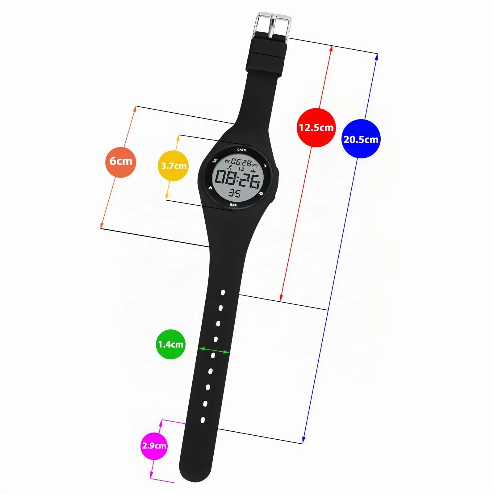 aswan watch Orologio Digitale Bambina Bambino con Contapassi,Calorie e Distanza senza App,Sveglia, Cronometro, Data, Luce-Orologio da polso Ragazza Ragazzo con Cinturino in Silicone - immagine 6