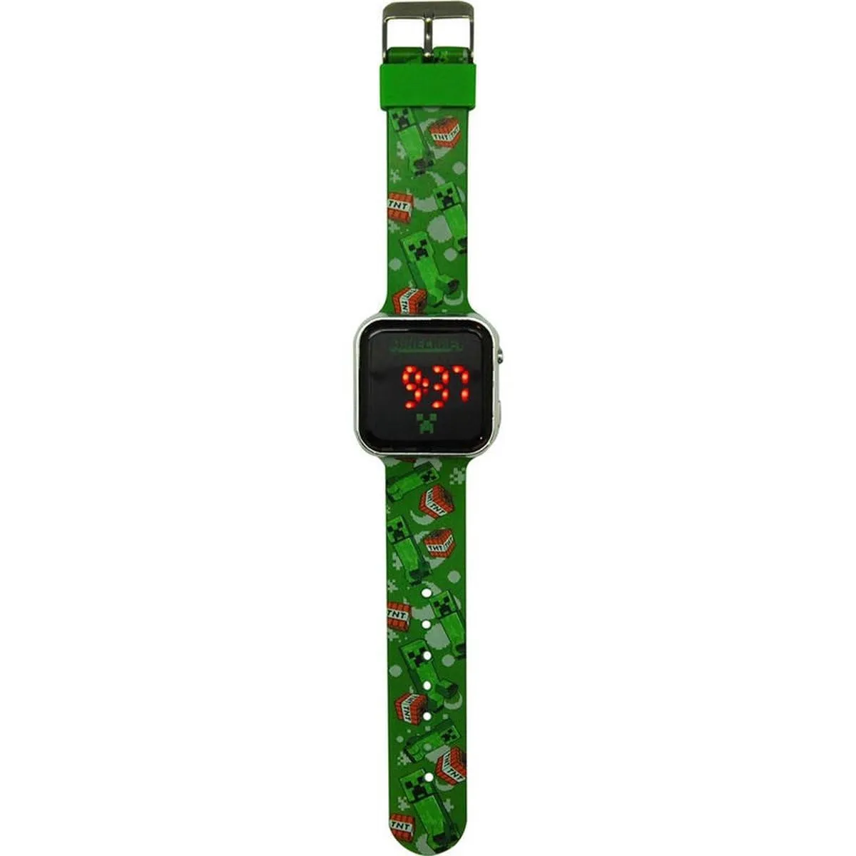 Orologio Minecraft Bambino Digitale LED, Cinturino Silicone Verde 22 cm - immagine 2