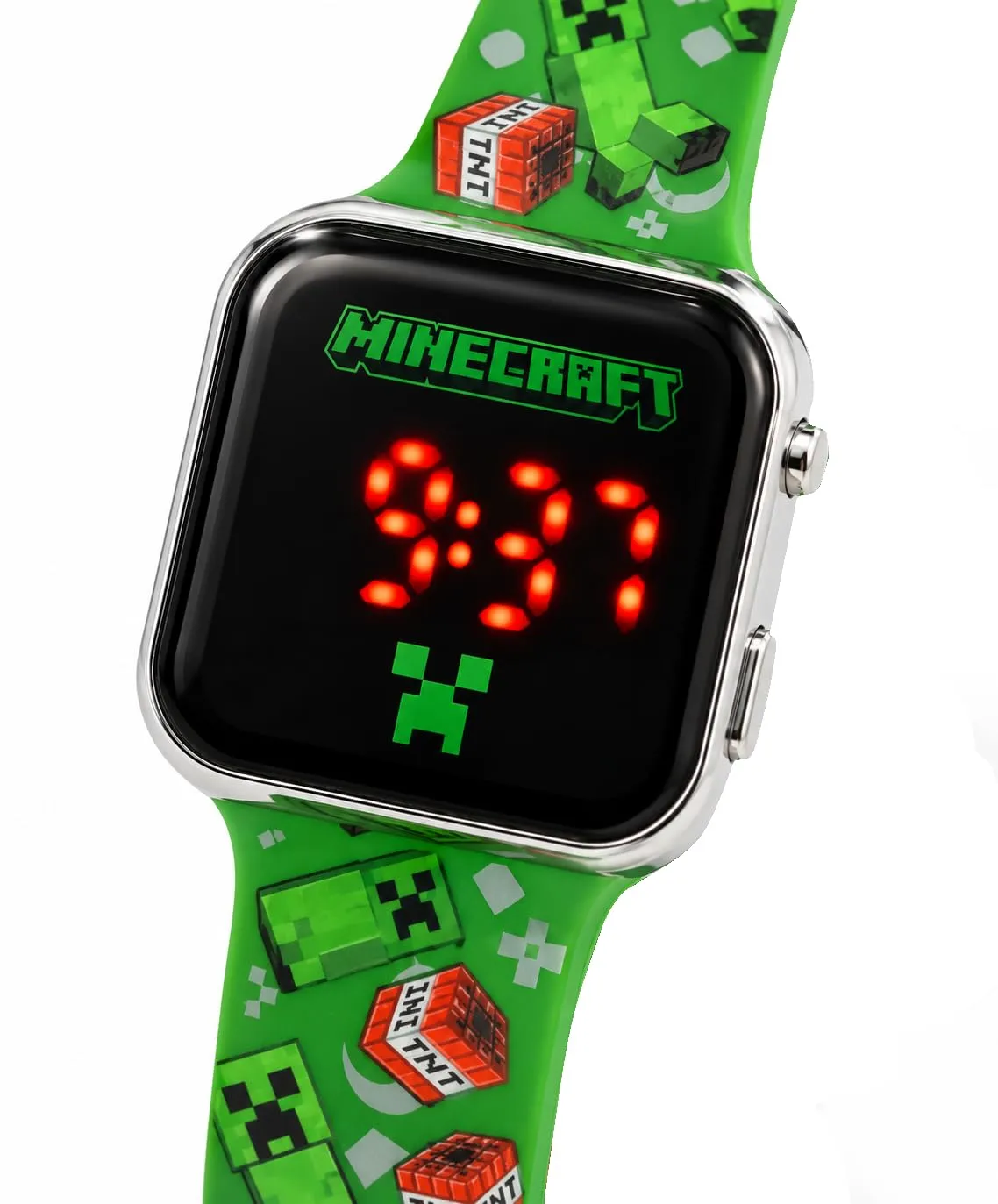 Orologio Minecraft Bambino Digitale LED, Cinturino Silicone Verde 22 cm - immagine 4