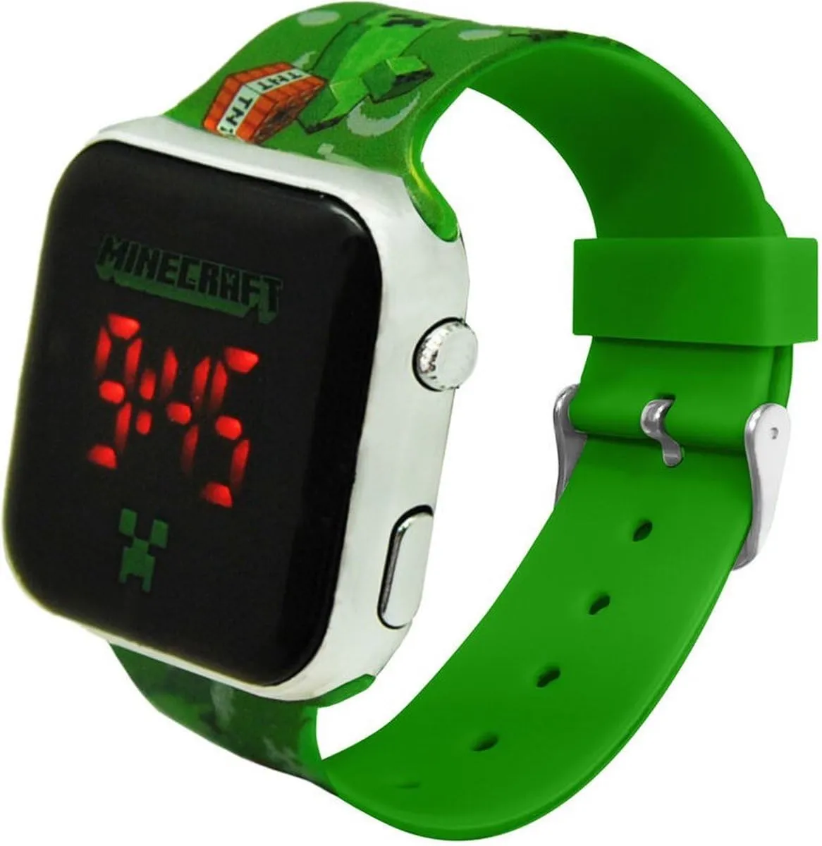 Orologio Minecraft Bambino Digitale LED, Cinturino Silicone Verde 22 cm - immagine 5