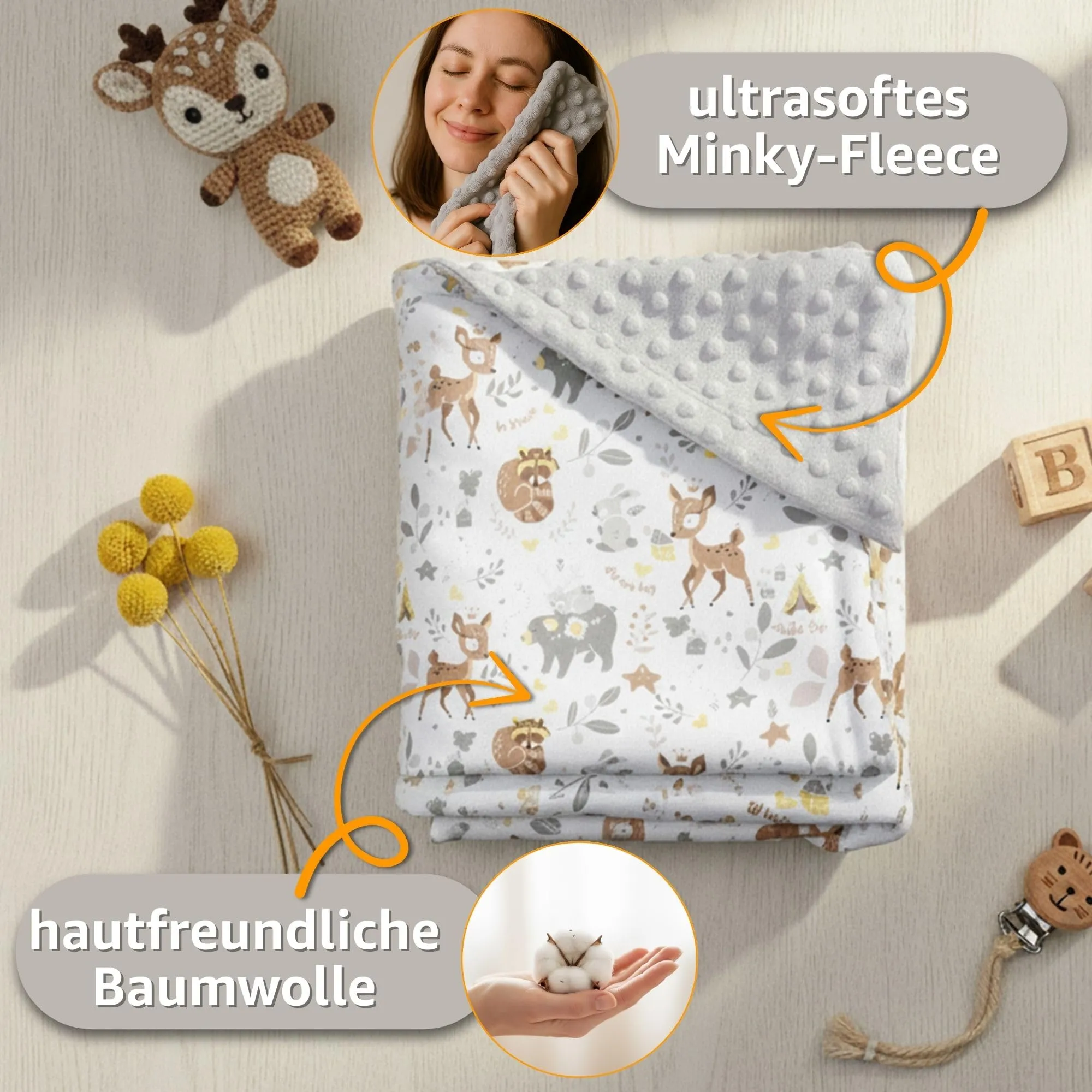 Copertina Minky passeggino neonato inverno 90×90 cm - immagine 4