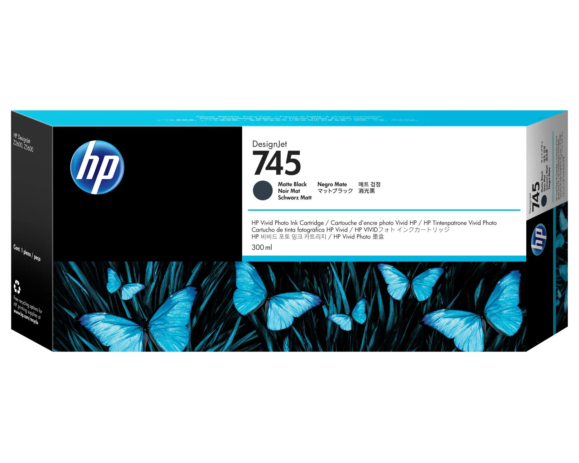 ORIGINALE HP Cartuccia d'inchiostro Nero (opaco) F9K05A 745 300ml - immagine 1