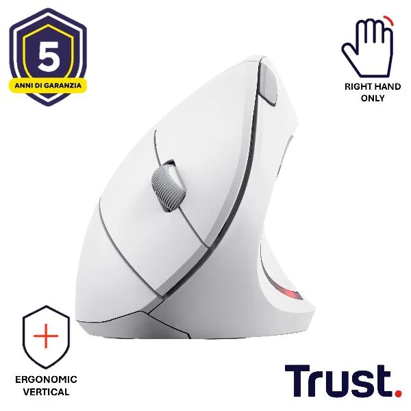 Trust Verto Wireless Ergo Mouse Wht 25132 - immagine 1