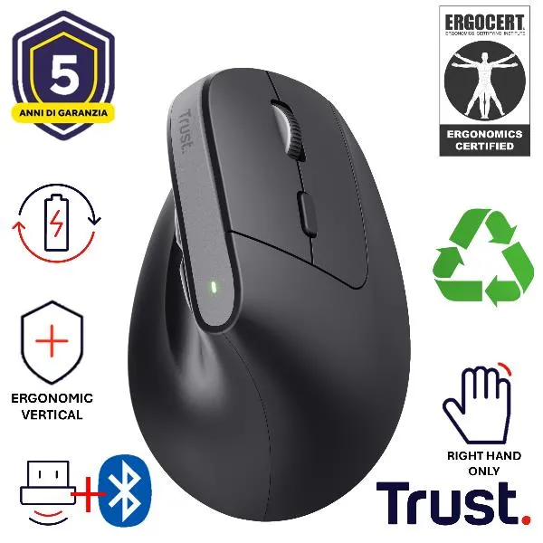 Trust Bayo+ Ergonomic Wireless Mouse 25146 - immagine 1