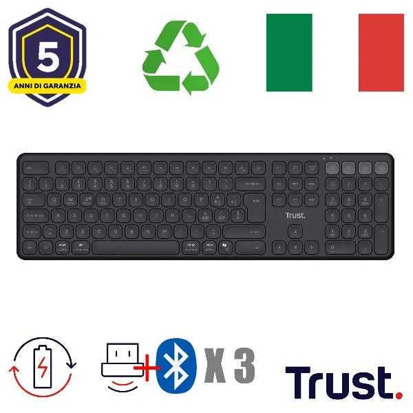 Trust Vaiya Multidevice Wirls Keyboard It 25633TRS - immagine 1