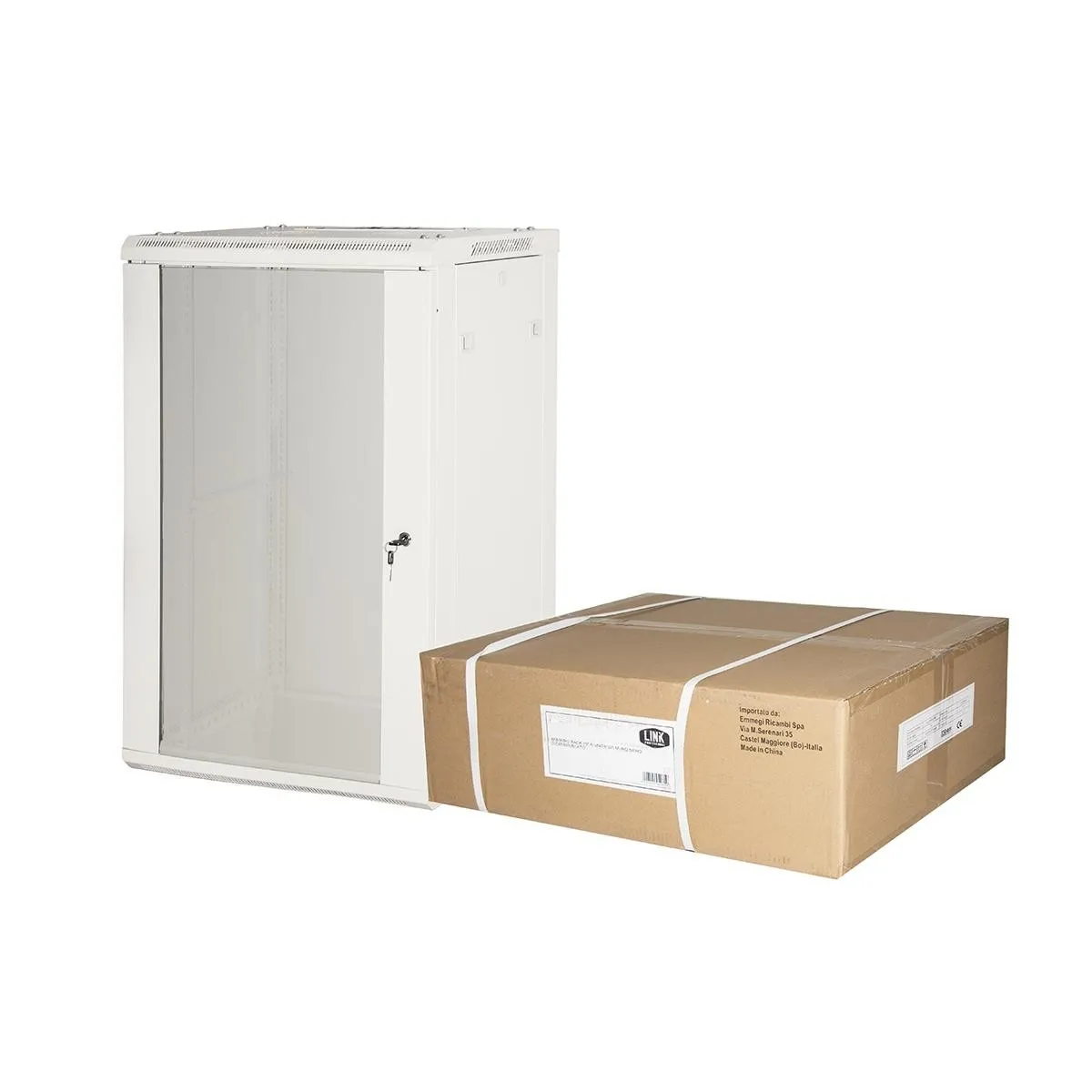 Armadio Rack 19 18 Unita' Da Muro (A) 905 X( L) 600 X (P) 450 Grigio Disassemblato Porta Vetro - immagine 1